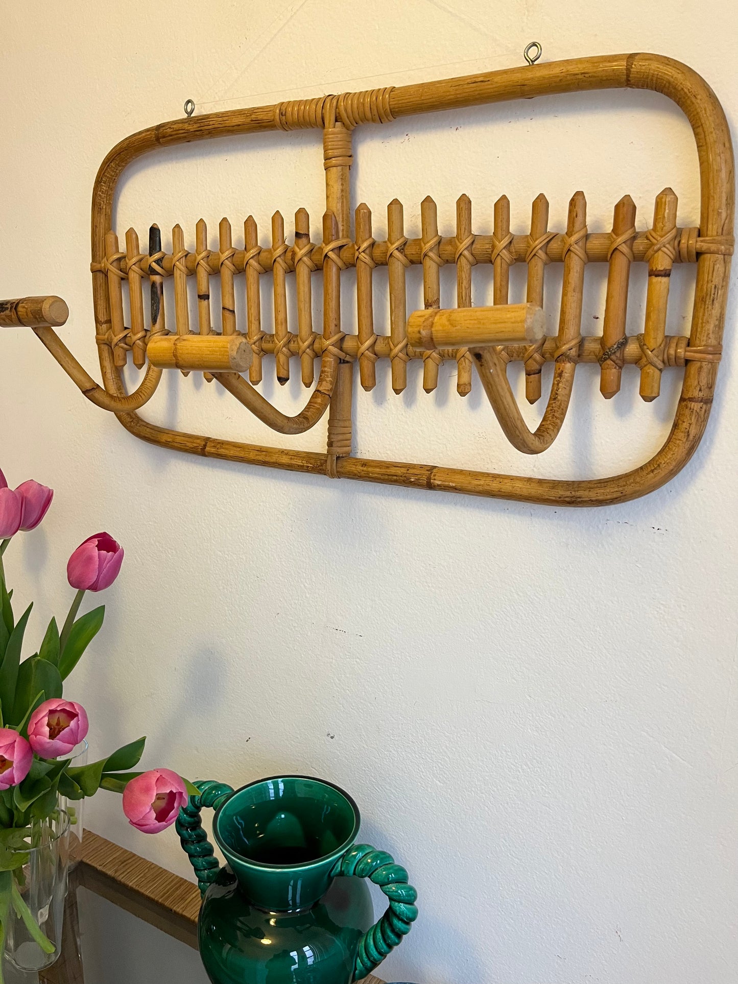 Vintage Italian Bamboo Wall Rack