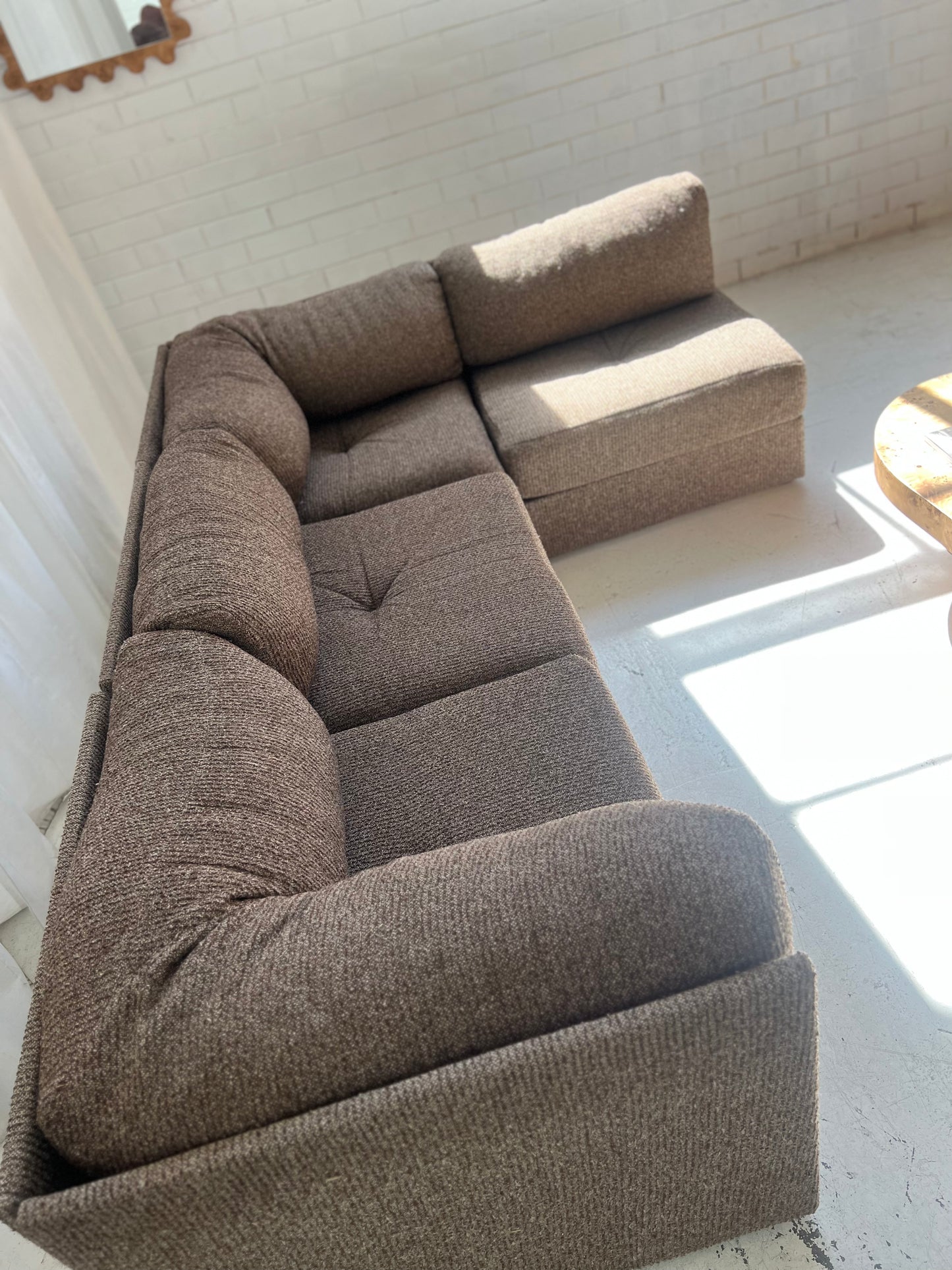 - Vintage Brown Tweed Playpen Modular Sofa
