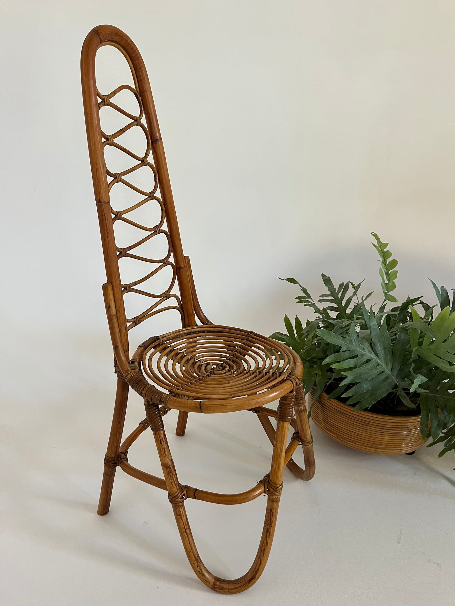 - Vintage Italian Bamboo High Back Chair