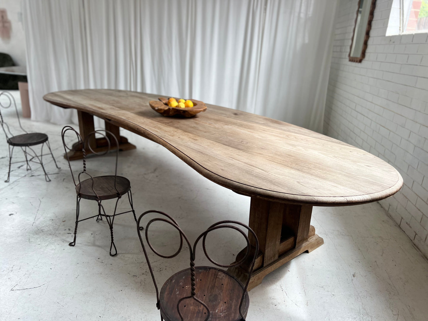 Custom Large Wooden Curved Table