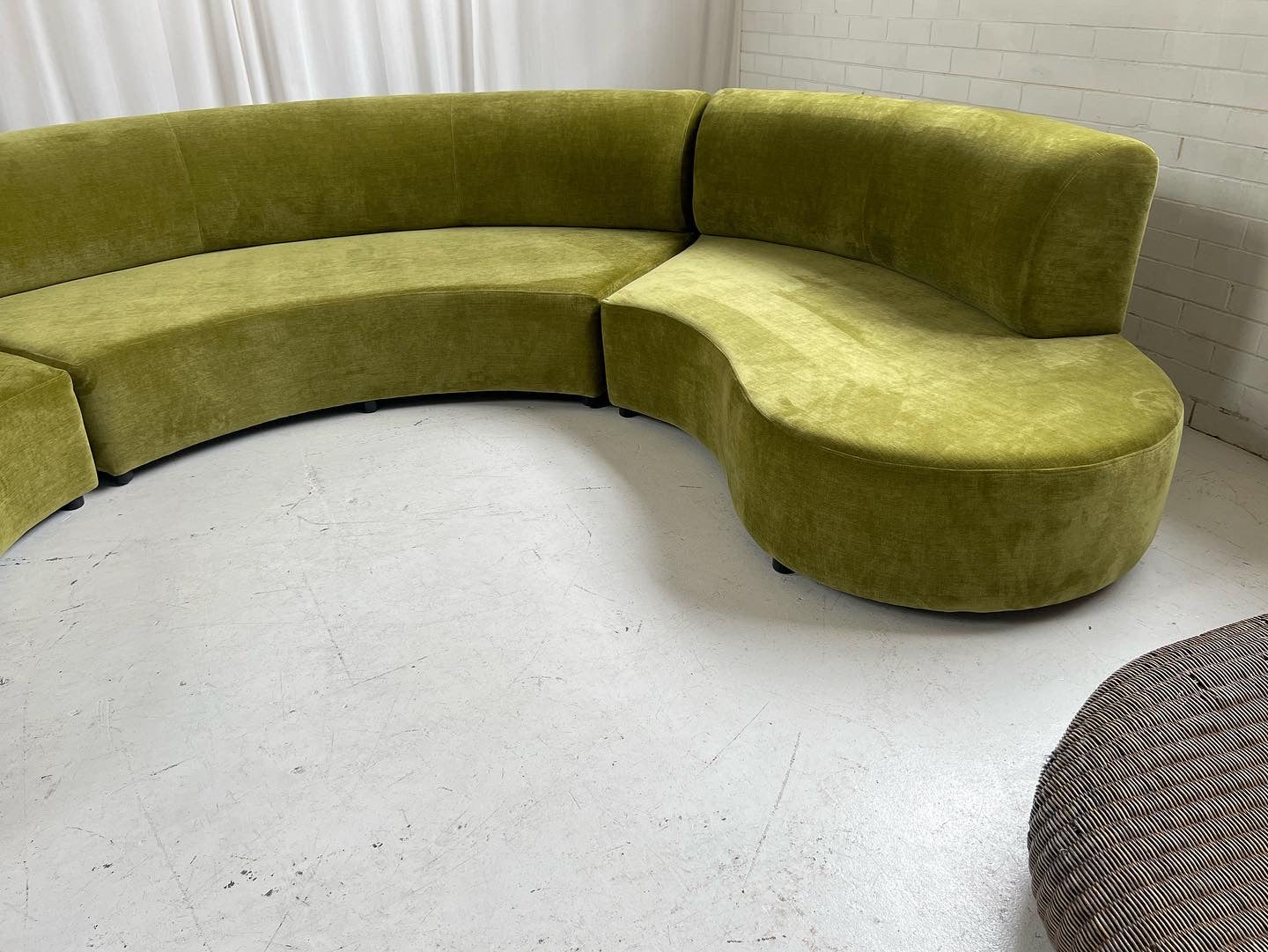 - Bespoke Olive Velvet Curved Modular Sofa