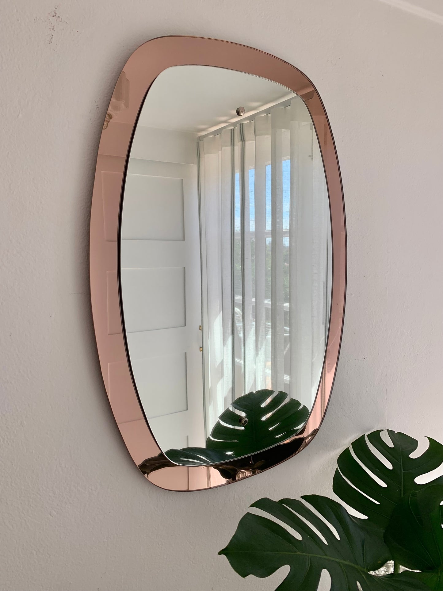 Italian 1950’s Pink Glass Mirror
