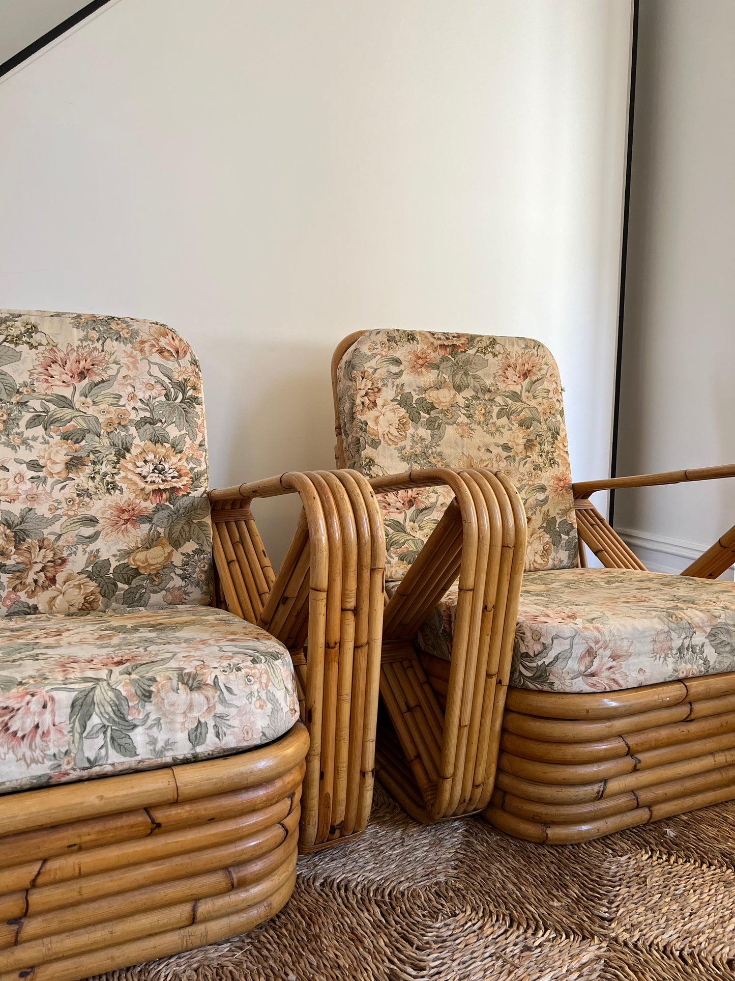 Set of Two Vintage Cane Pretzel Chairs
