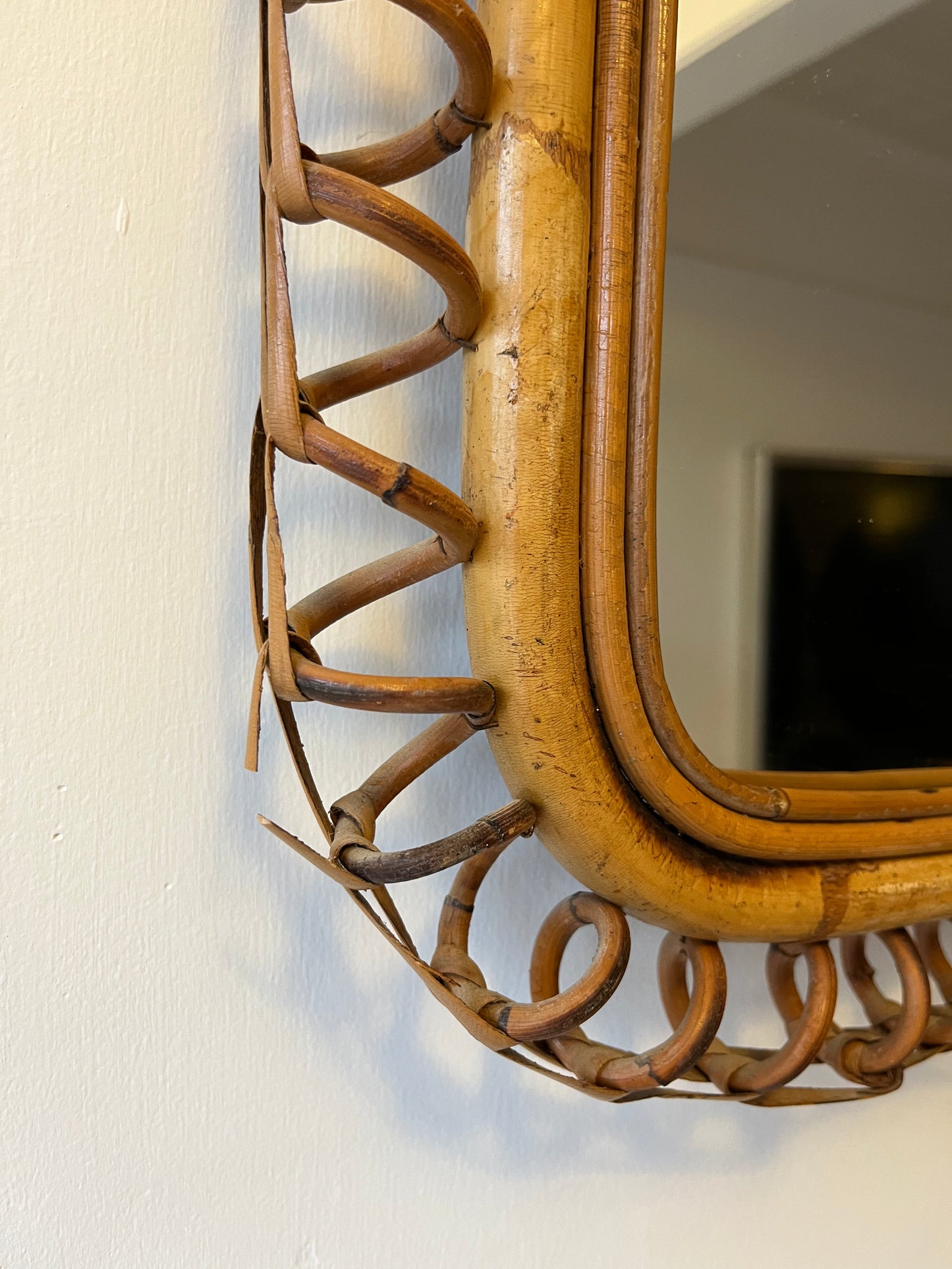 Vintage Italian Bamboo Mirror, Circa 1960’s