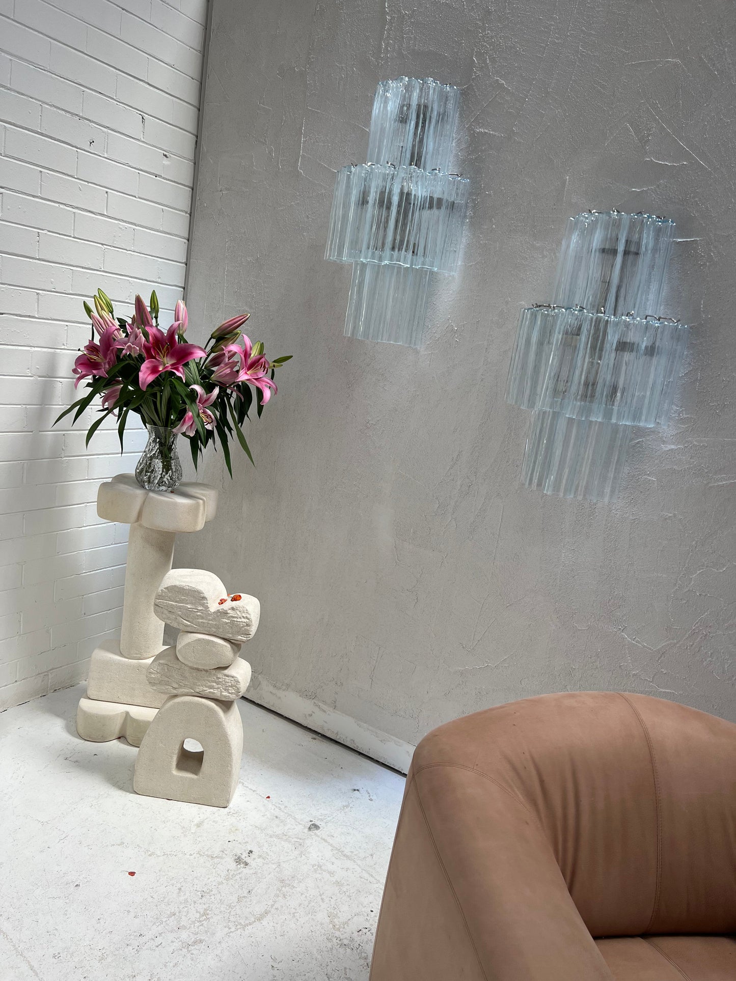 Murano Sconce - Venini TRONCHI CLEAR - Two Available