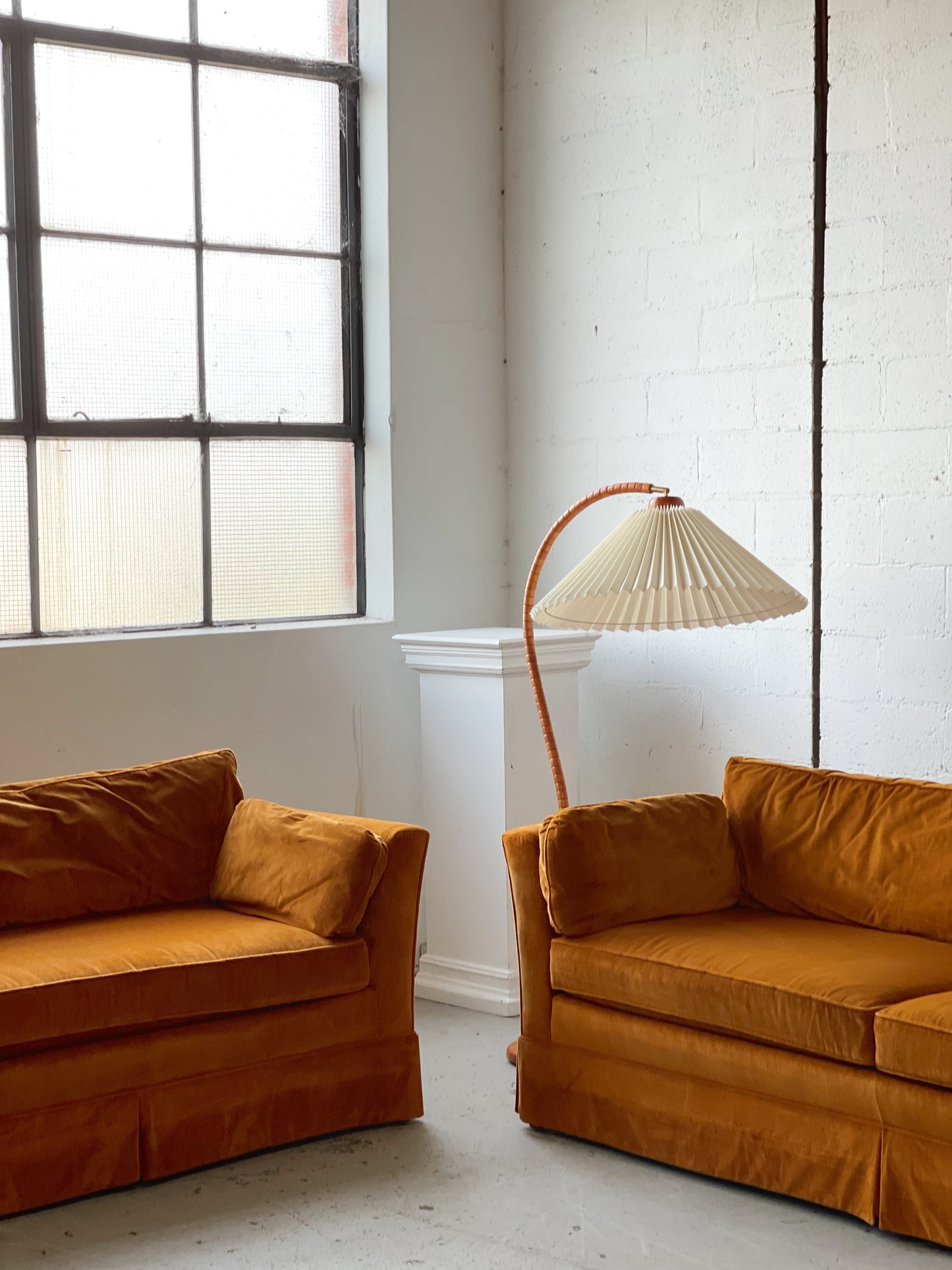 Large Burnt Orange Velvet Lounge