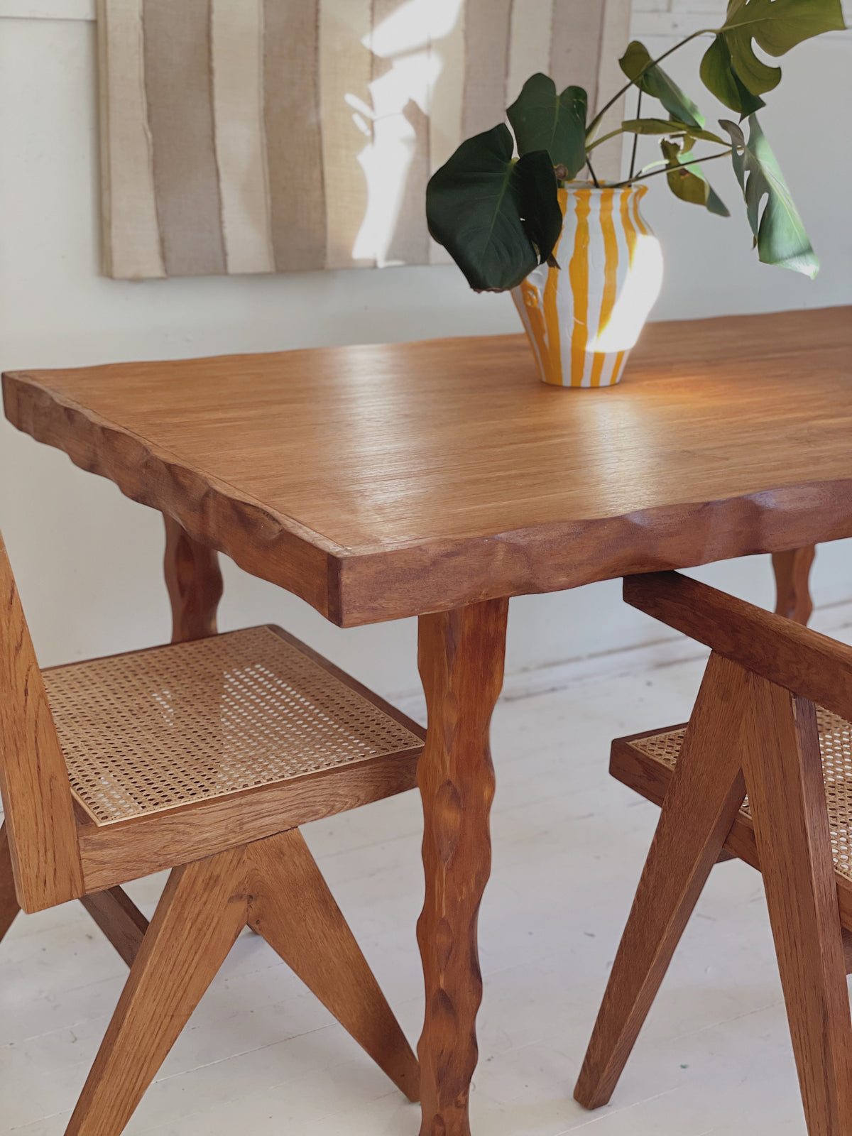 Primitive Wavy Carved Table