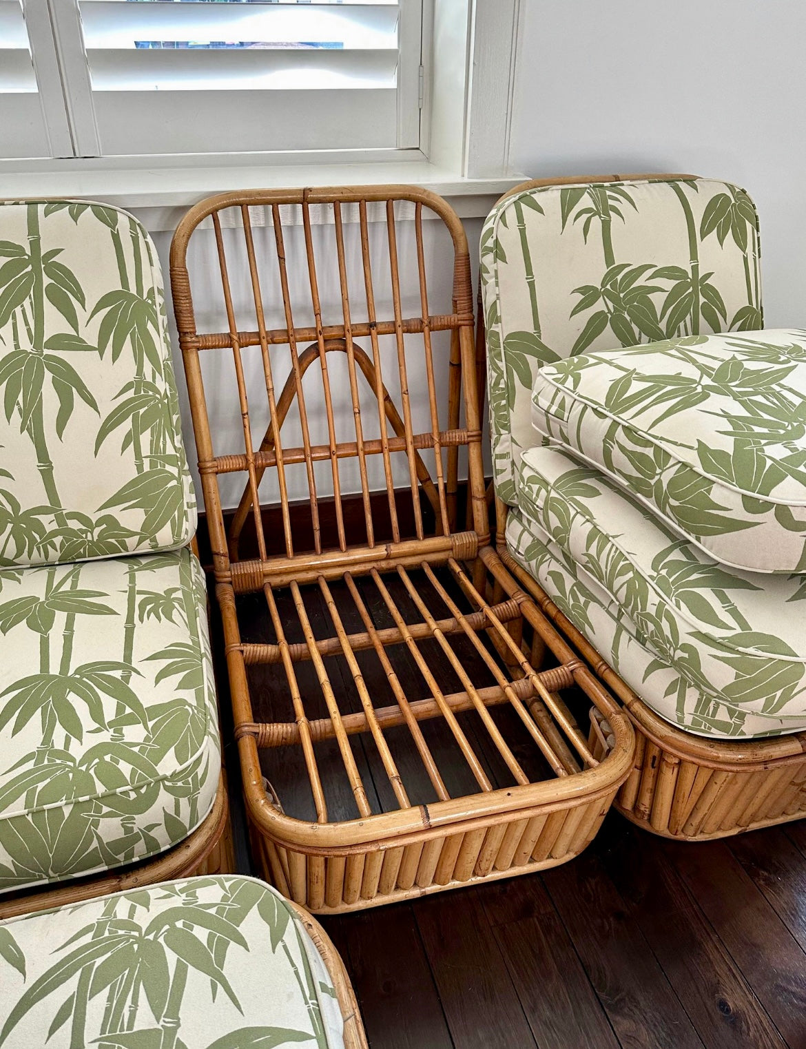 - Vintage Paul Frankl Pretzel Five Piece Cane Setting