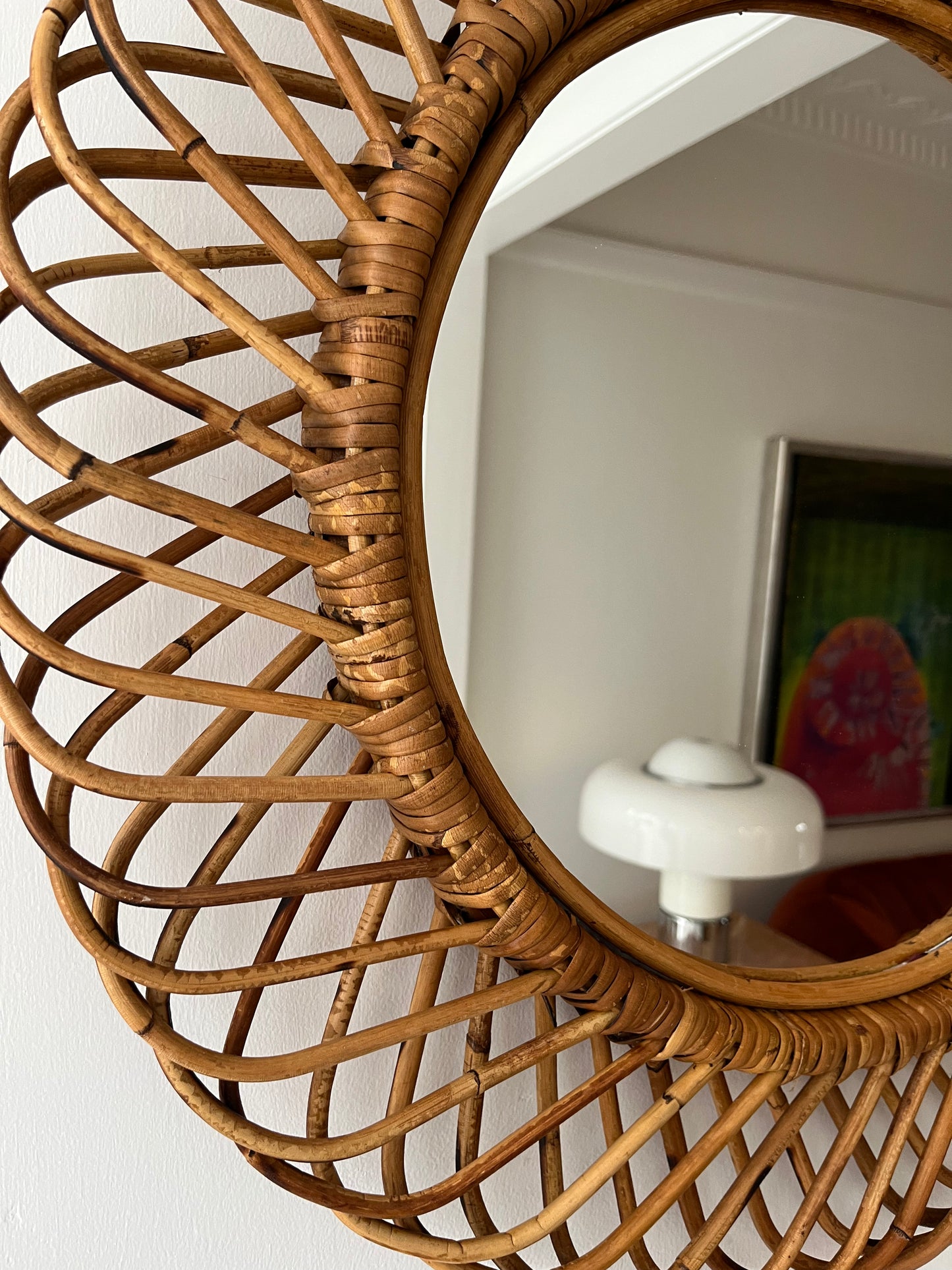 Vintage Italian Bamboo Mirror by Bonacina