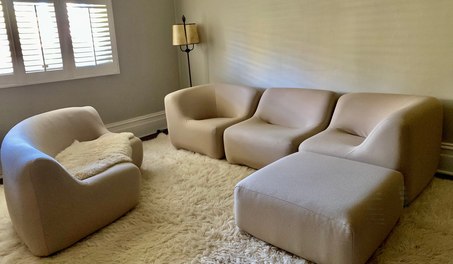 Featherston Numero VII Modular Sofa Reupholstered in Soft Wool