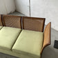 Refurbished Velvet & Rattan Sofa, Circa 1960-70