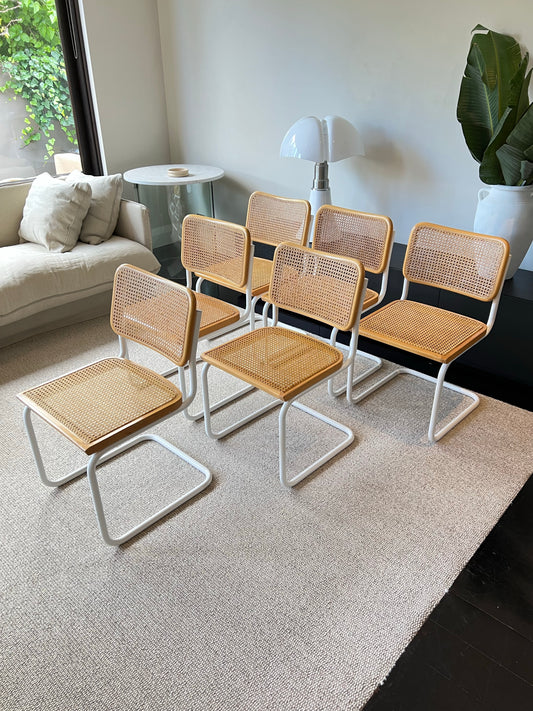 Set of 6 Marcel Breuer Cesca B32 Dining Chairs, Made in Italy