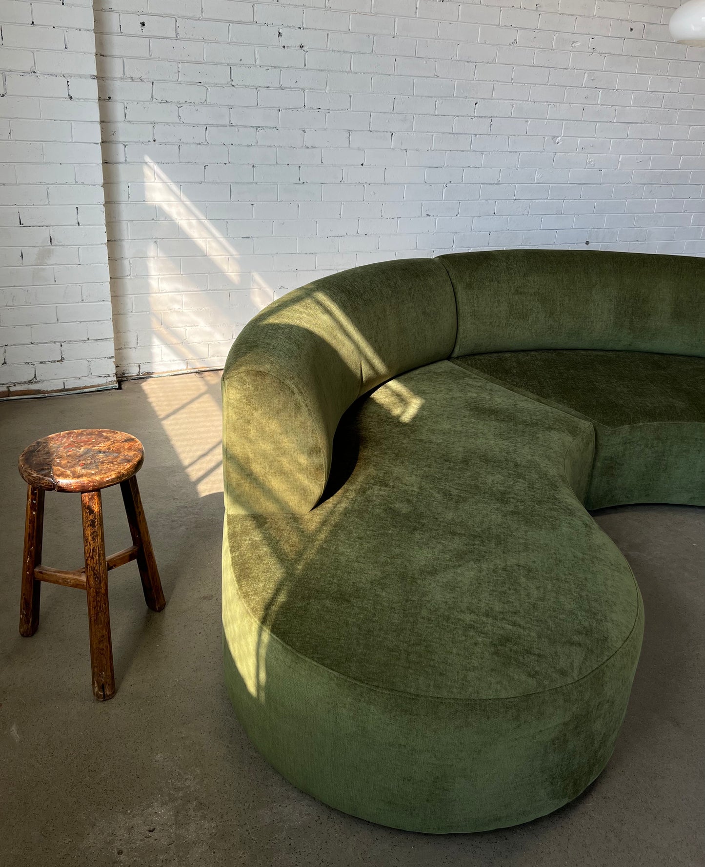 Bespoke Curved Sofa in Deep Botanical Green