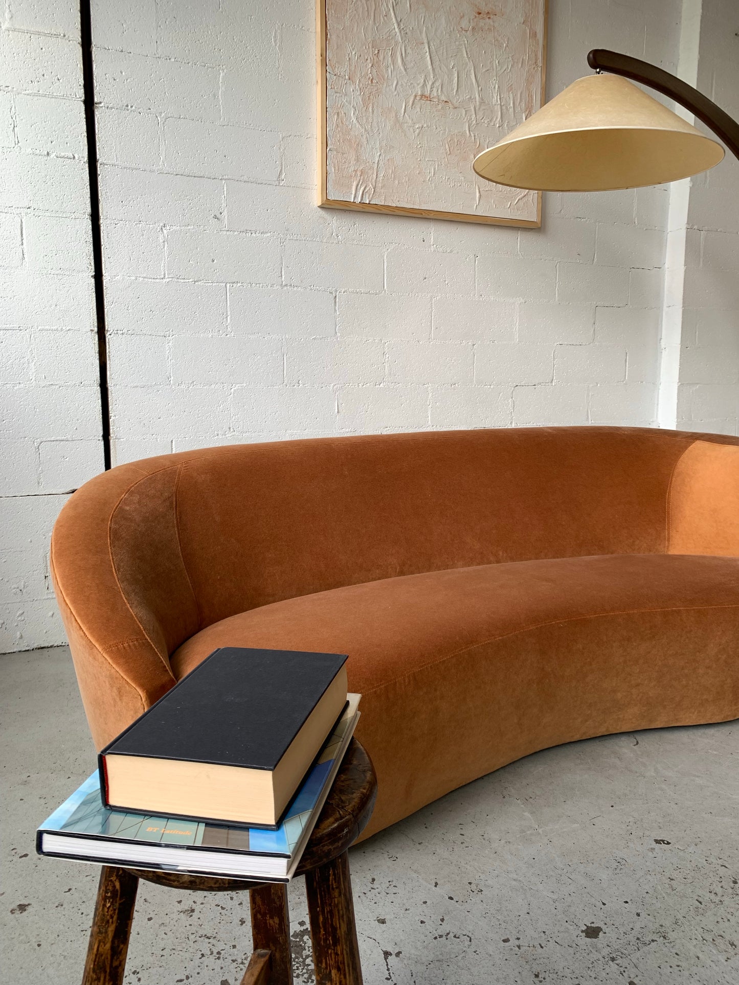Bespoke Curved Sofa in Ginger Velvet