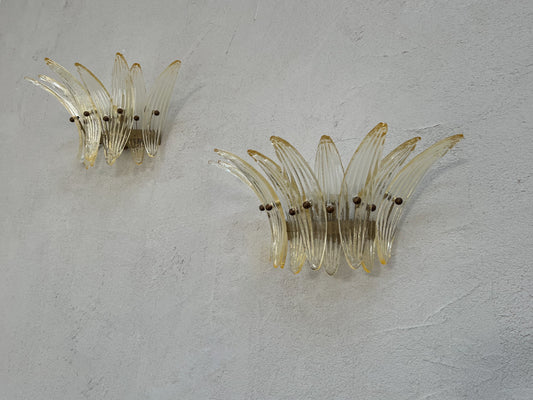 - Vintage Murano Sconce AMBER LEAVES