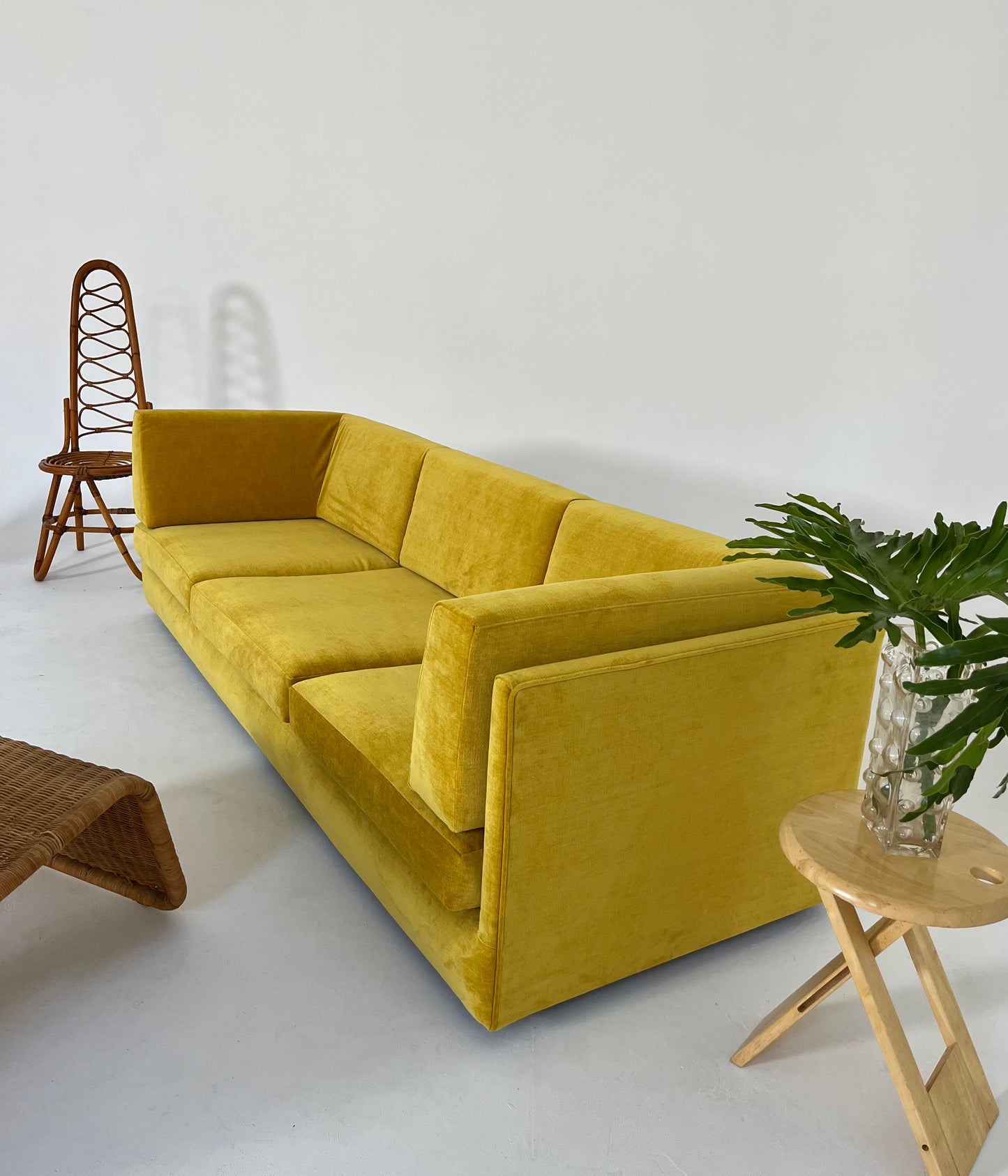 - Vintage Custom Velvet Sofa in Sunshine - Fully Refurbished