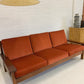 Mid Century Rust Velvet Plank Sofa