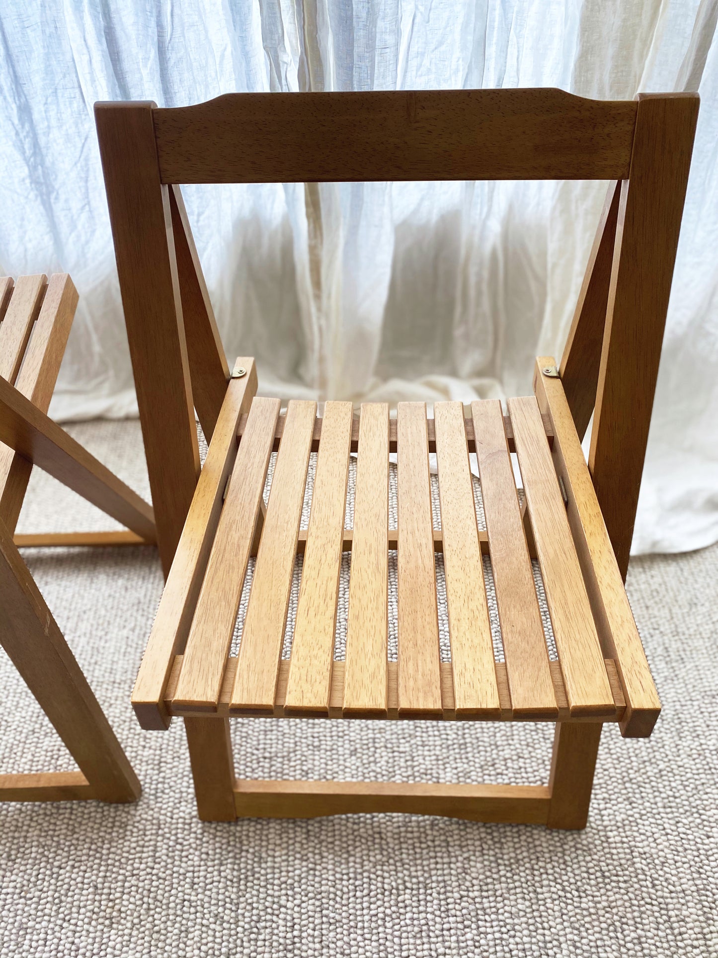 Wooden timber slatted dining chairs
