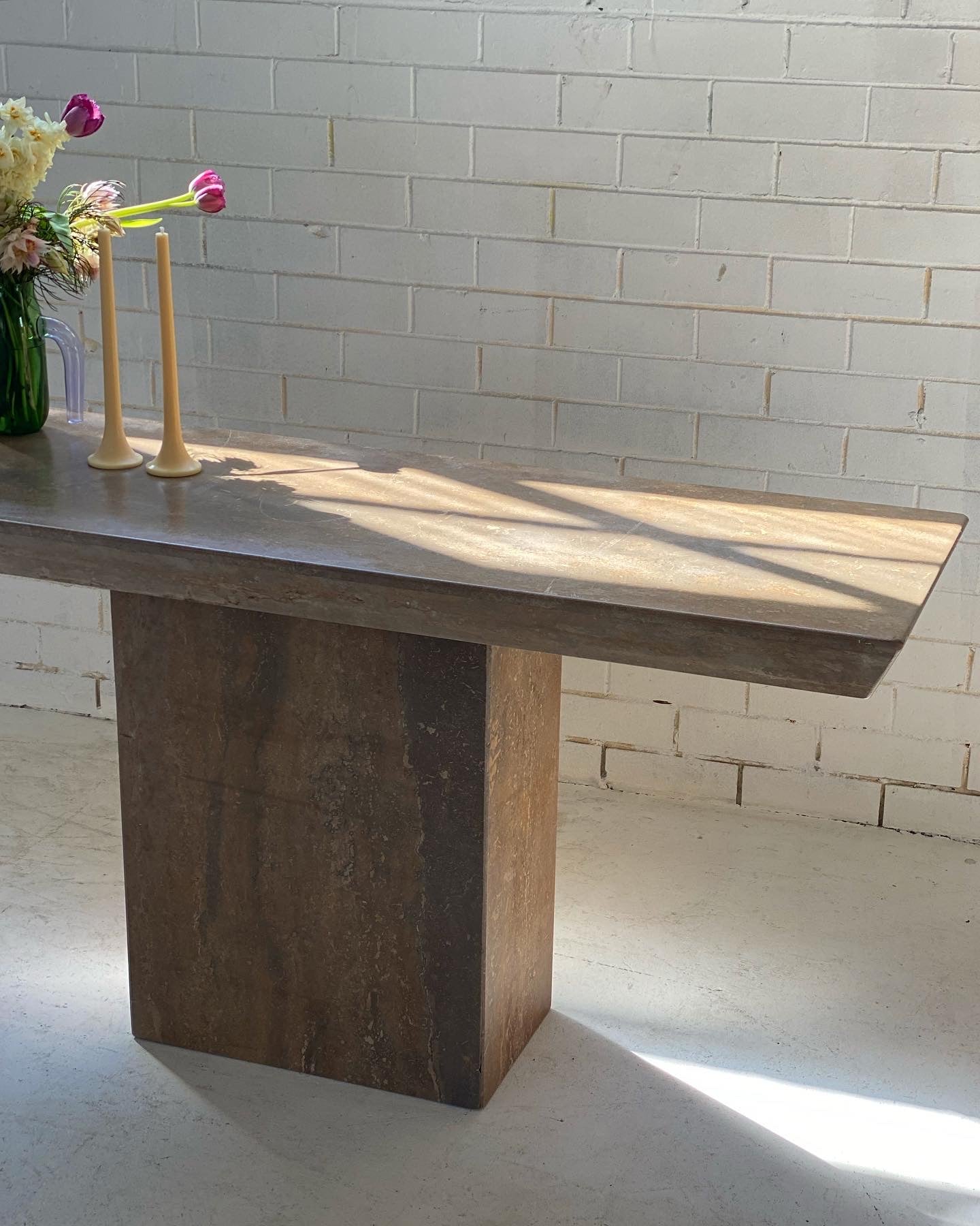 Brutalist Travertine Hall table