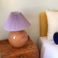Terracotta with pleated lilac shade lamps