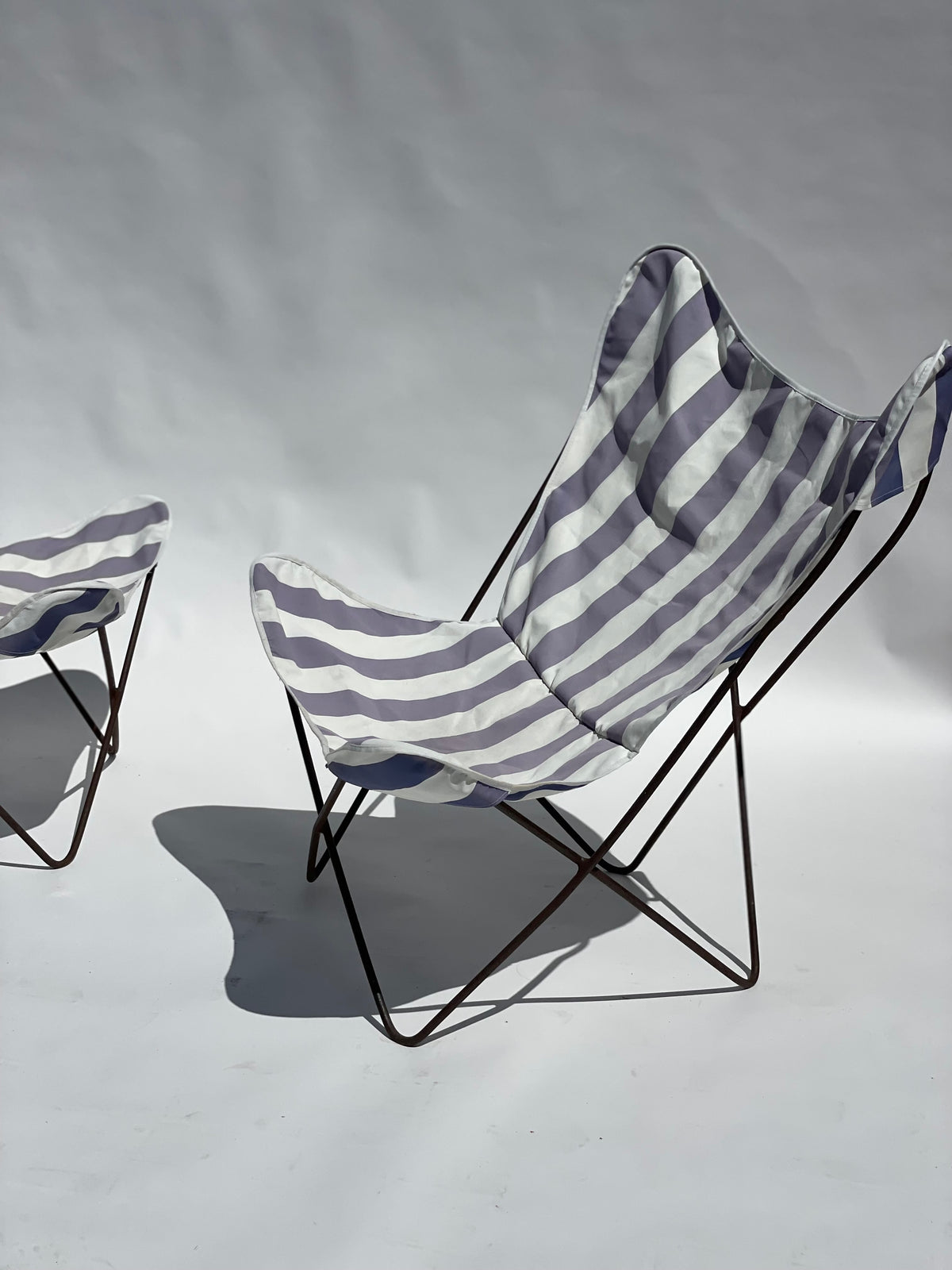 Striped Butterfly Chairs - Two Available