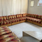 Vintage 9 Piece Geometric Corduroy Modular Sofa & Ottoman (Set)