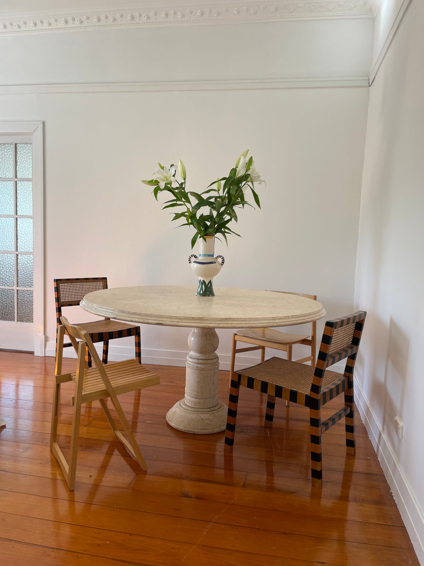Large Vintage Marble Dining Table