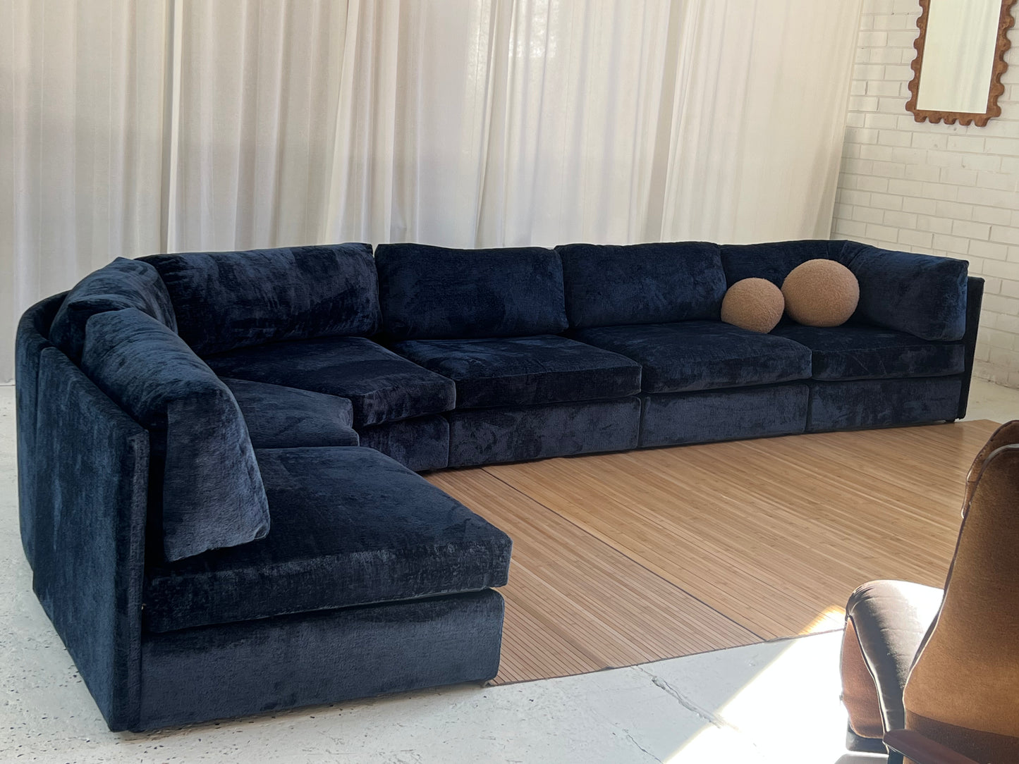 - Bespoke Curved Midnight Chenille Modular Sofa