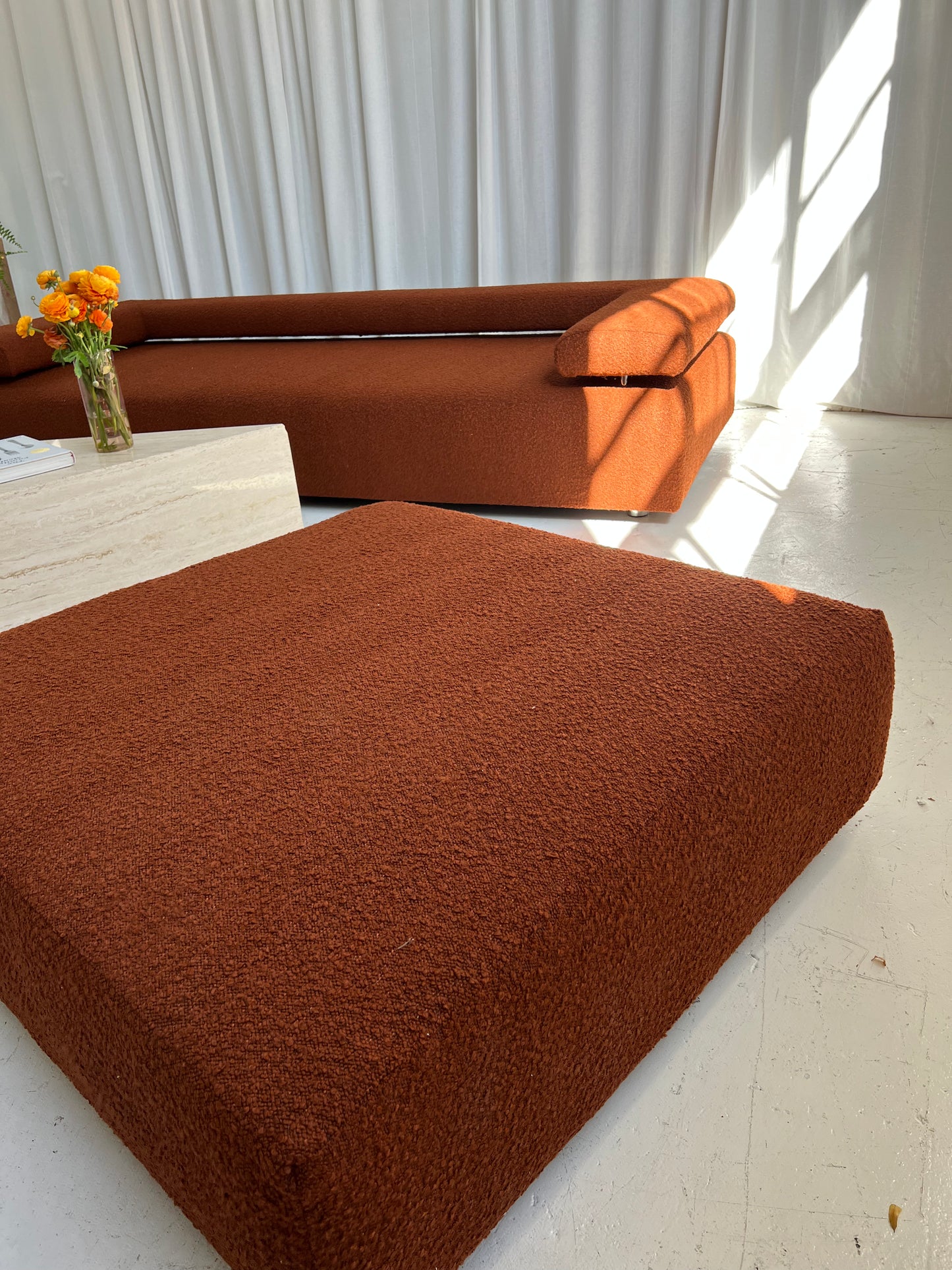 - Bespoke Rust Boucle Modular Sofa Set