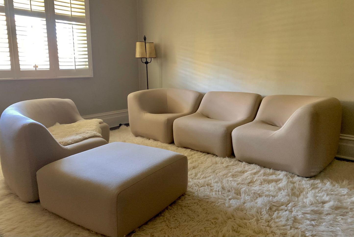 Featherston Numero VII Modular Sofa Reupholstered in Soft Wool