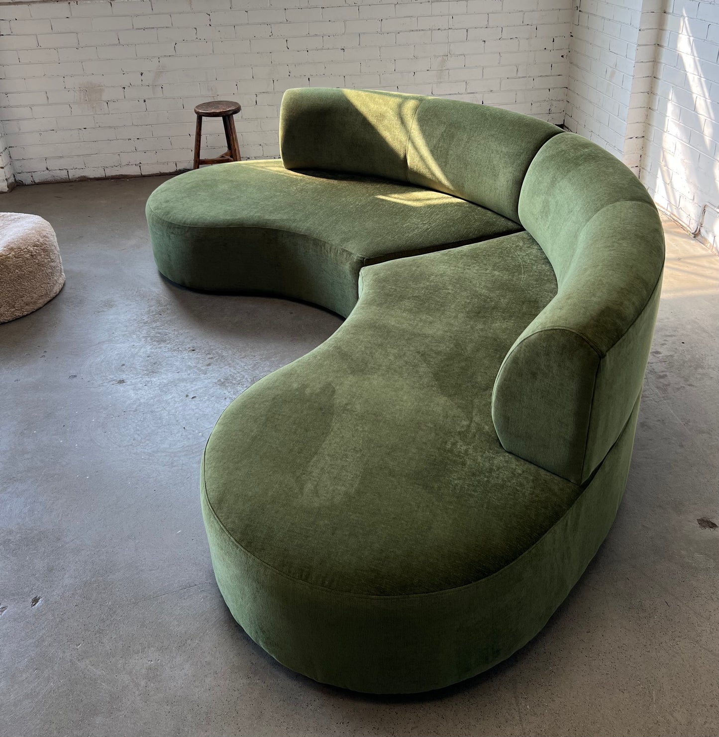 Bespoke Curved Sofa in Deep Botanical Green