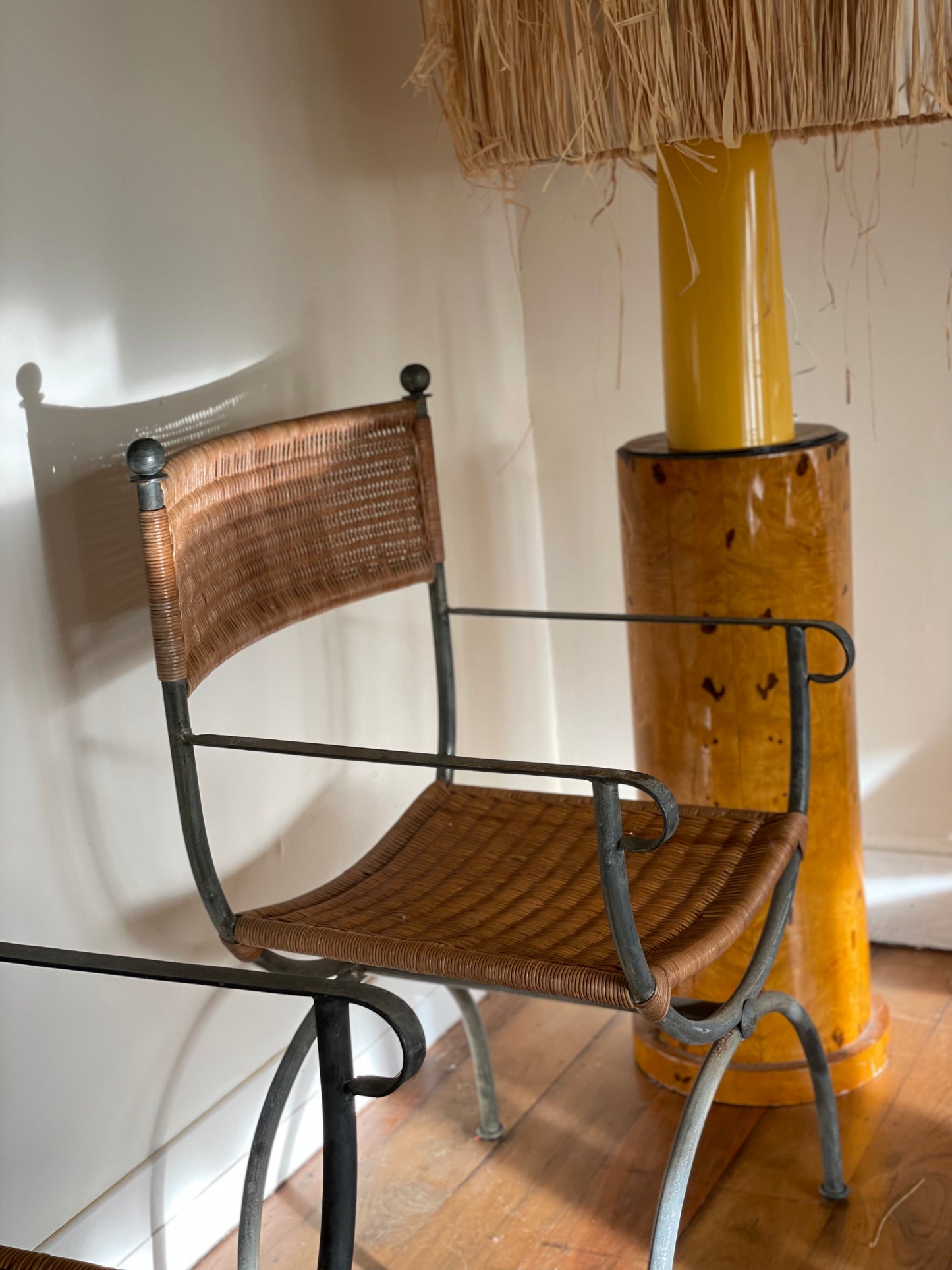 Vintage Iron And Cane Dining Chairs - Six Available