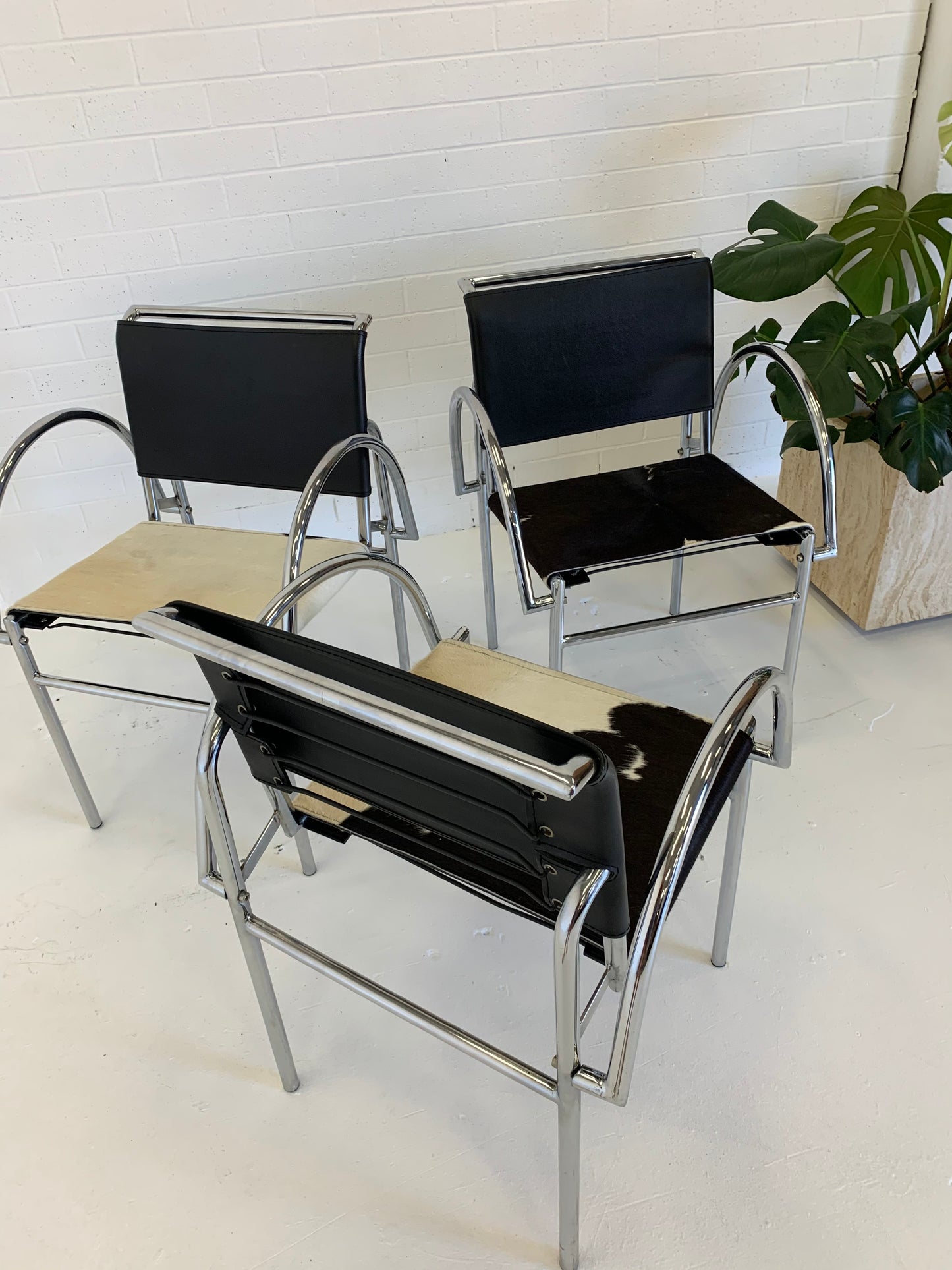 Tubular Chrome Chair with Cowhide Seat