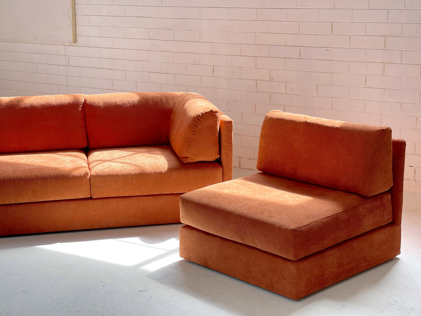Rust Corduroy Vintage Modular Sofa