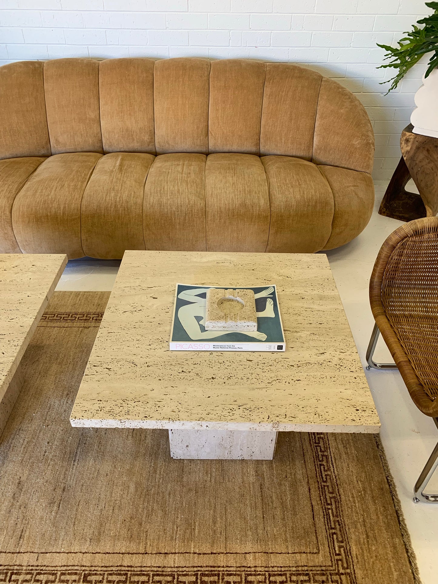 Unfilled Travertine Side Table/ Coffee Table