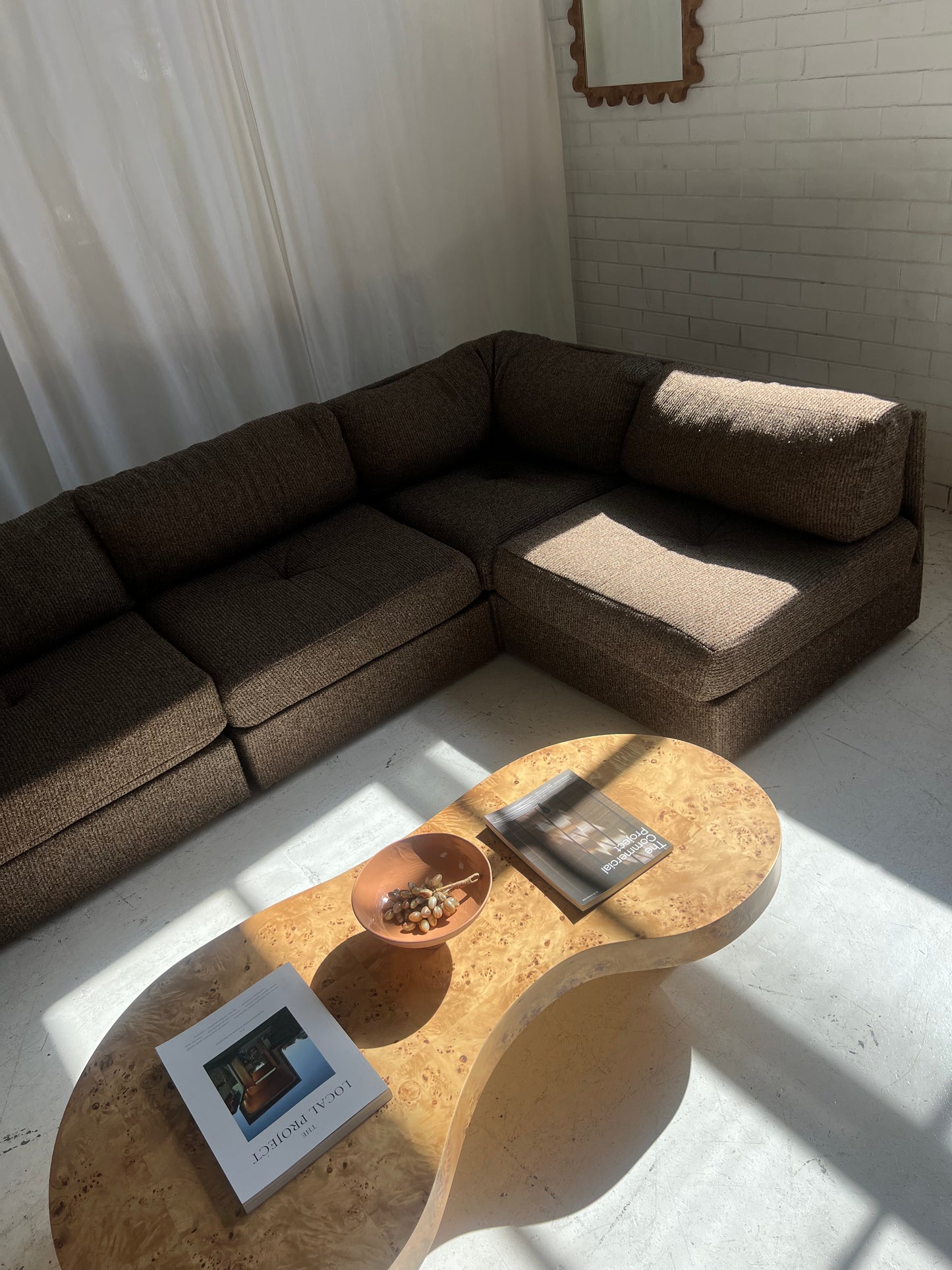 - Vintage Brown Tweed Playpen Modular Sofa
