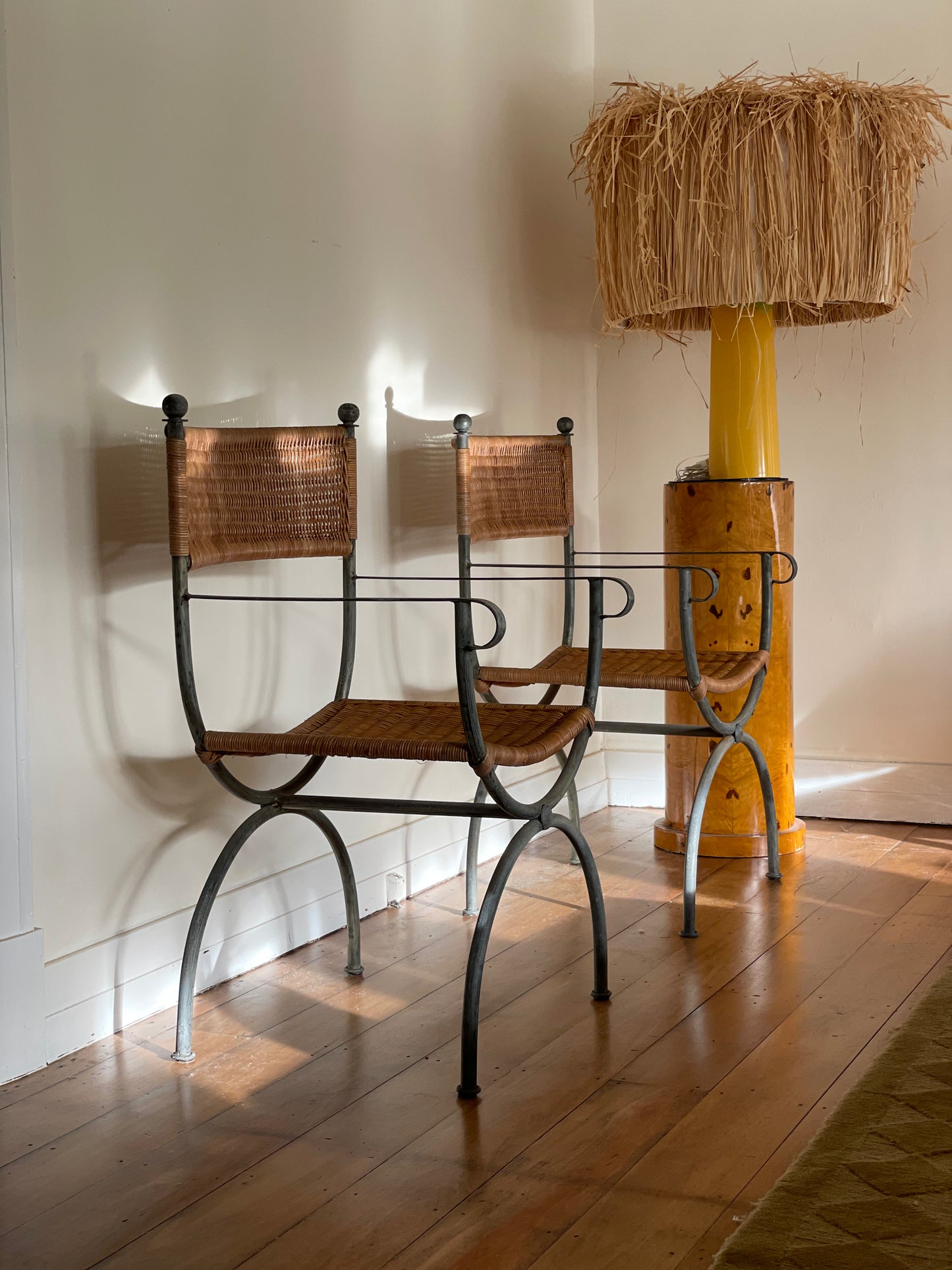 Vintage Iron And Cane Dining Chairs - Six Available
