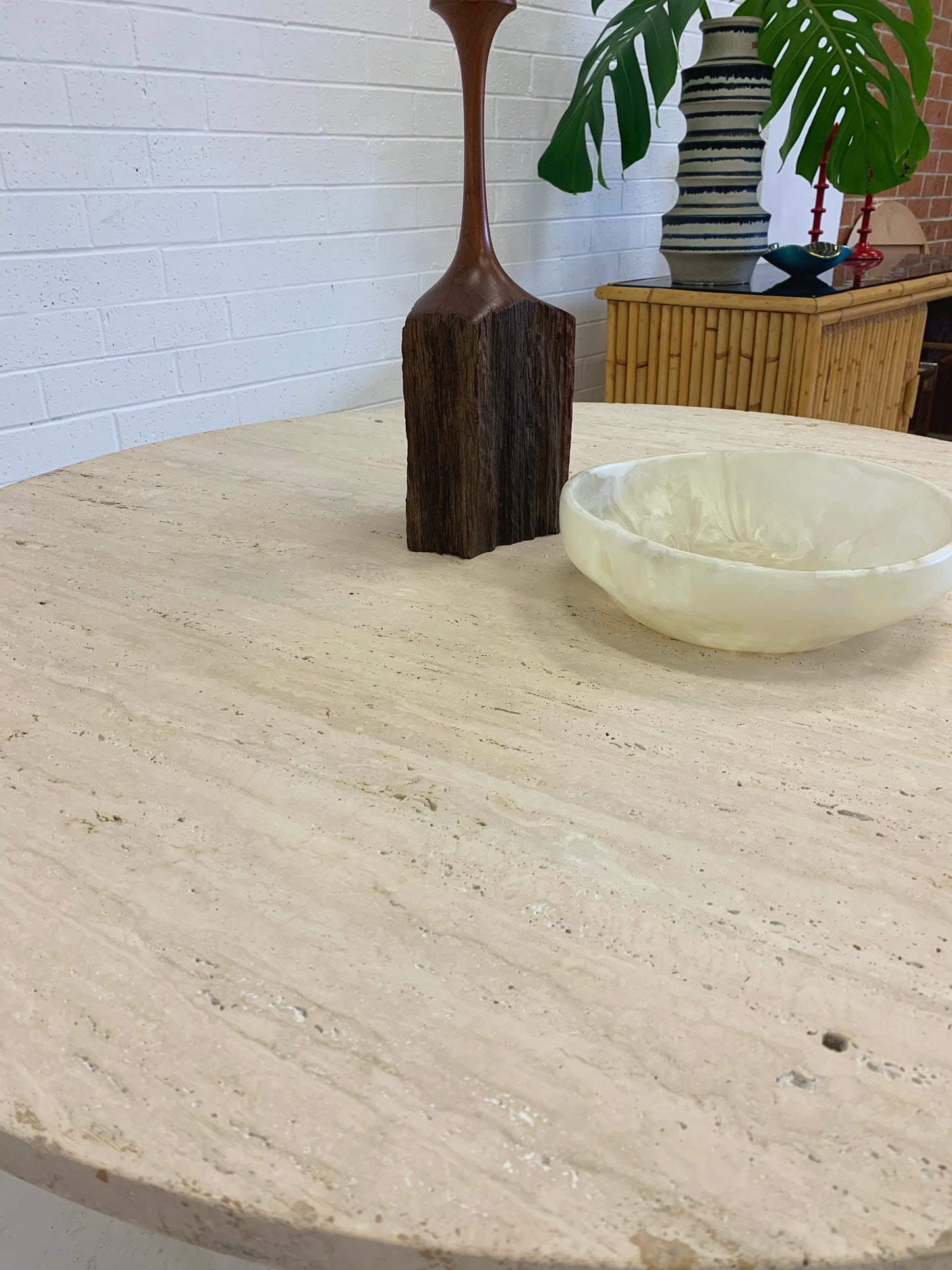 Vintage Unfilled Travertine Dining Table