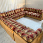 Vintage 9 Piece Geometric Corduroy Modular Sofa & Ottoman (Set)