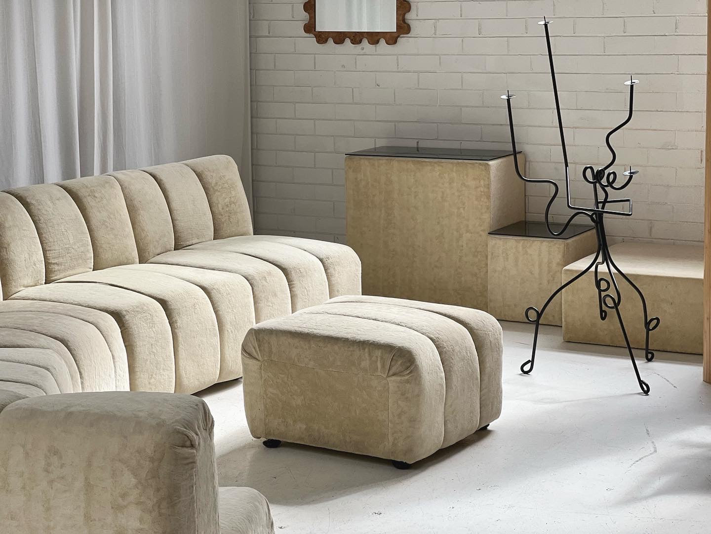 - Soft Cream Curved Modular Sofa Set