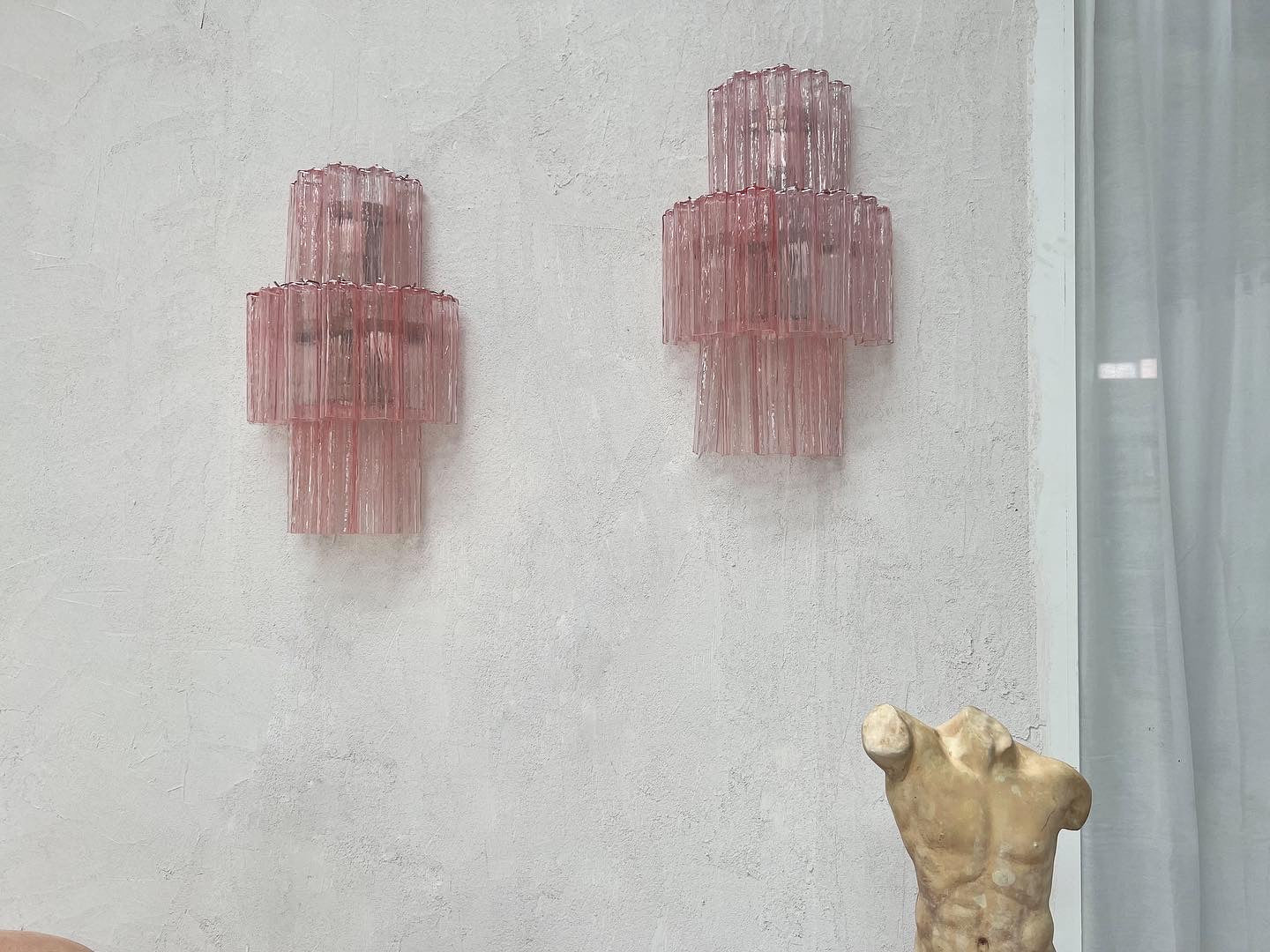 Murano Sconce - Venini TRONCHI PINK - One Available