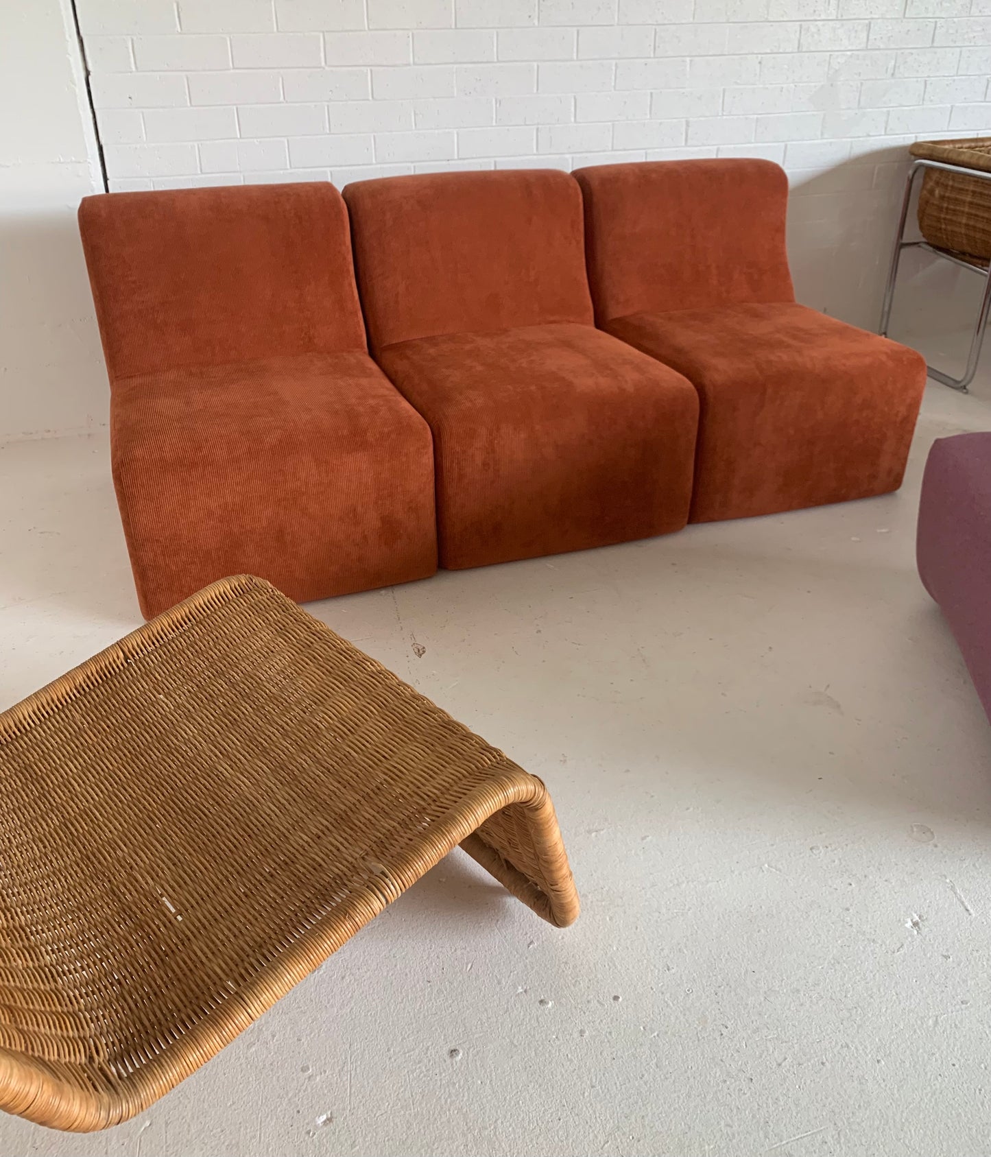 Vintage Modular Cord Sofa, Newly Upholstered