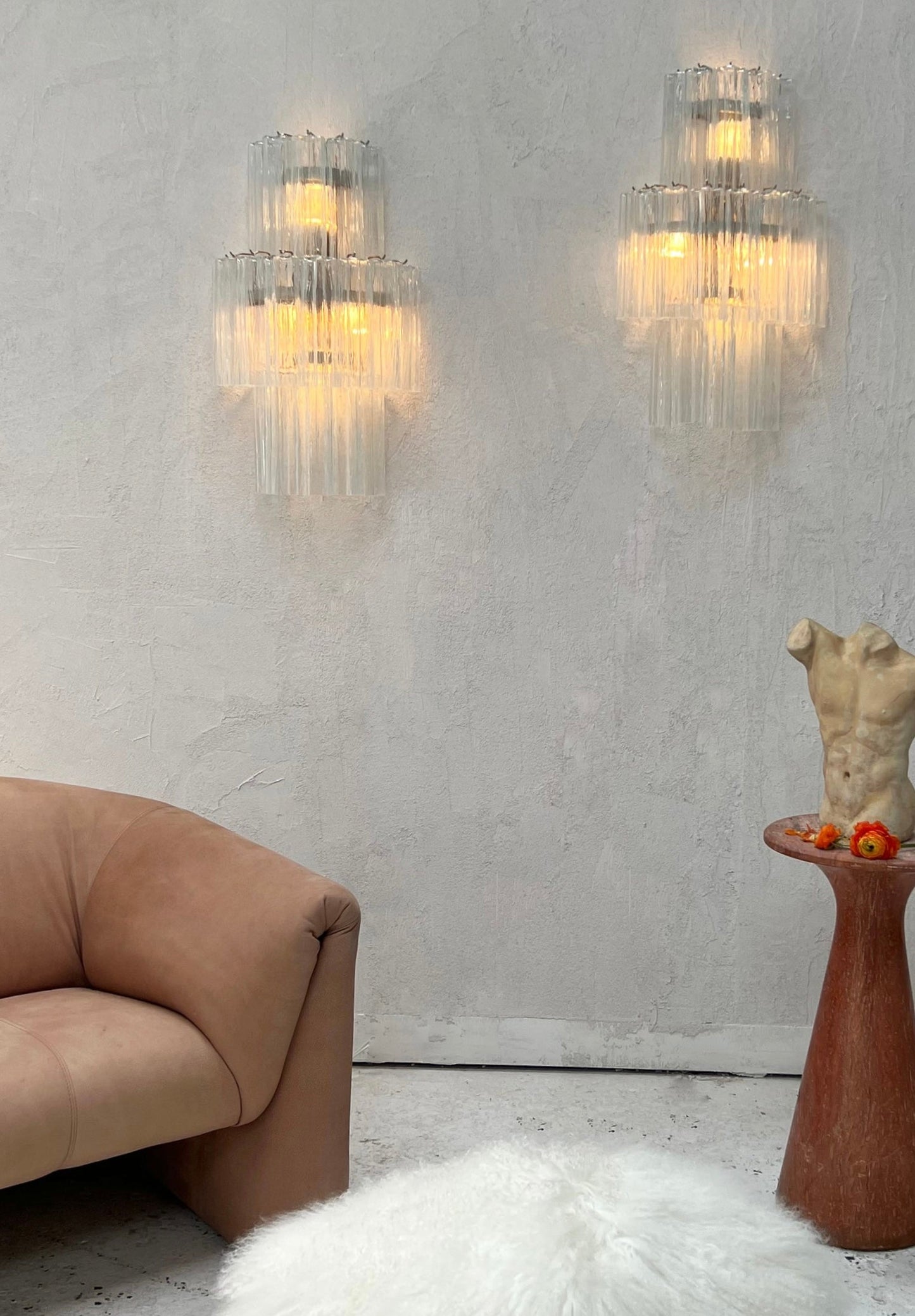 Murano Sconce - Venini TRONCHI CLEAR - Two Available