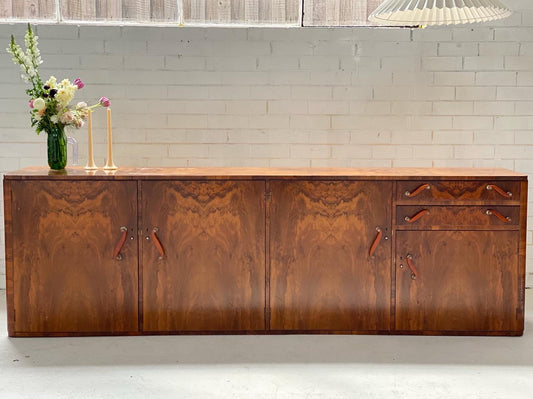Vintage Long Burl Sideboard