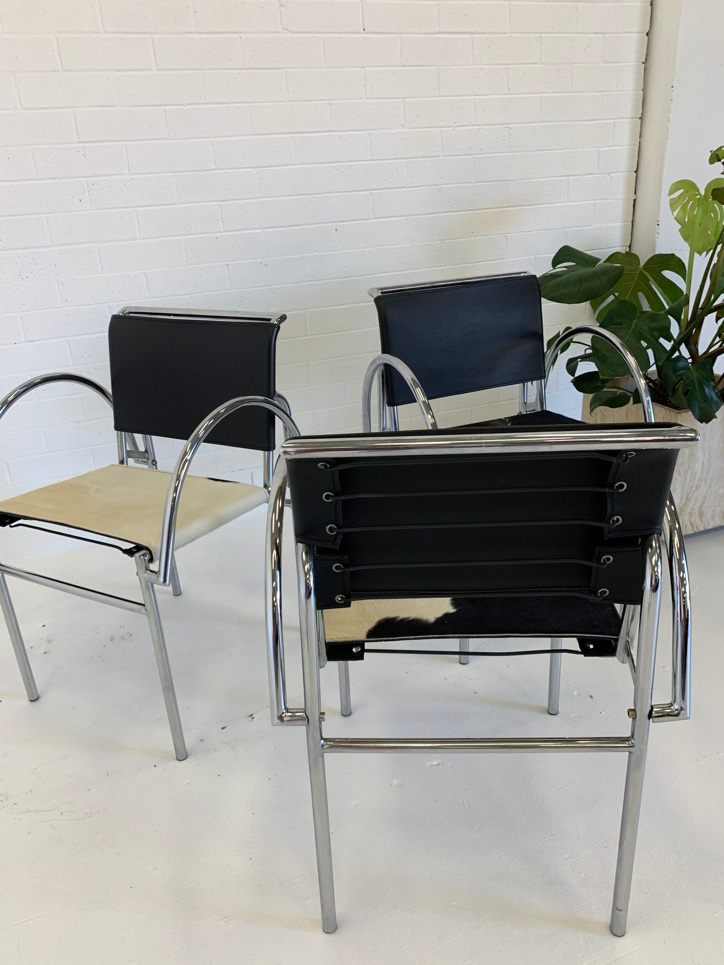 Tubular Chrome Chair with Cowhide Seat