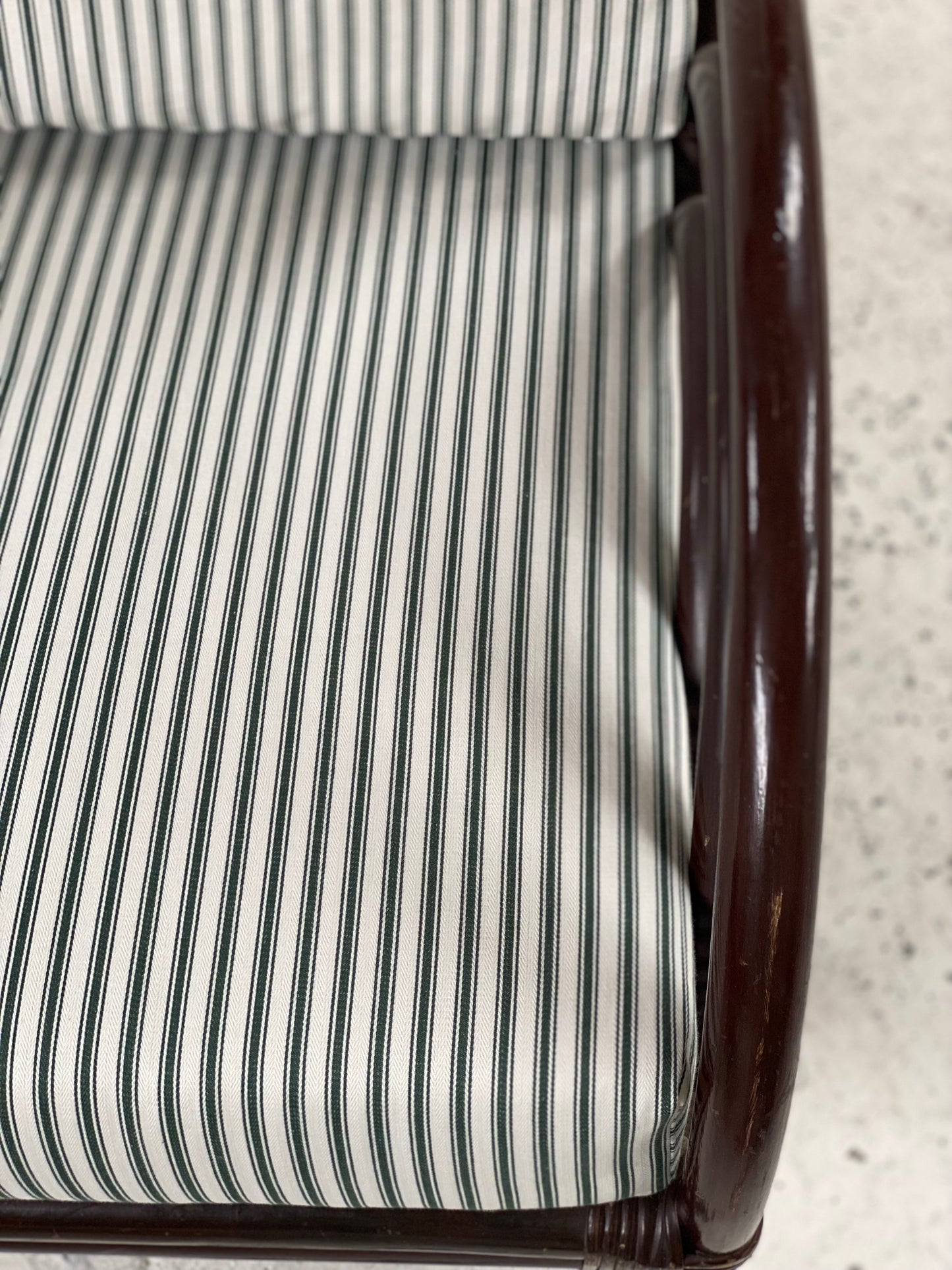 Vintage Dark Bamboo Armchair - Coffee Stripe