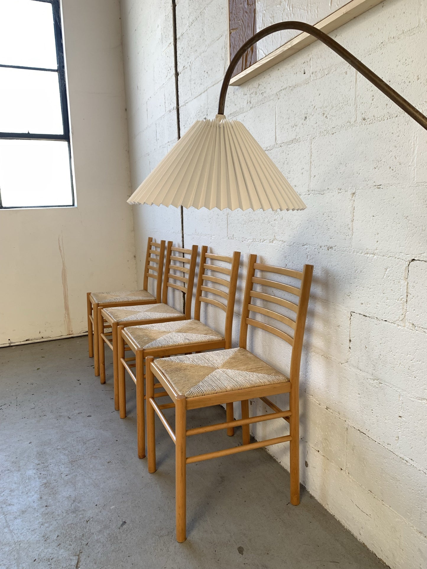 Set of Four Rush Dining Chairs