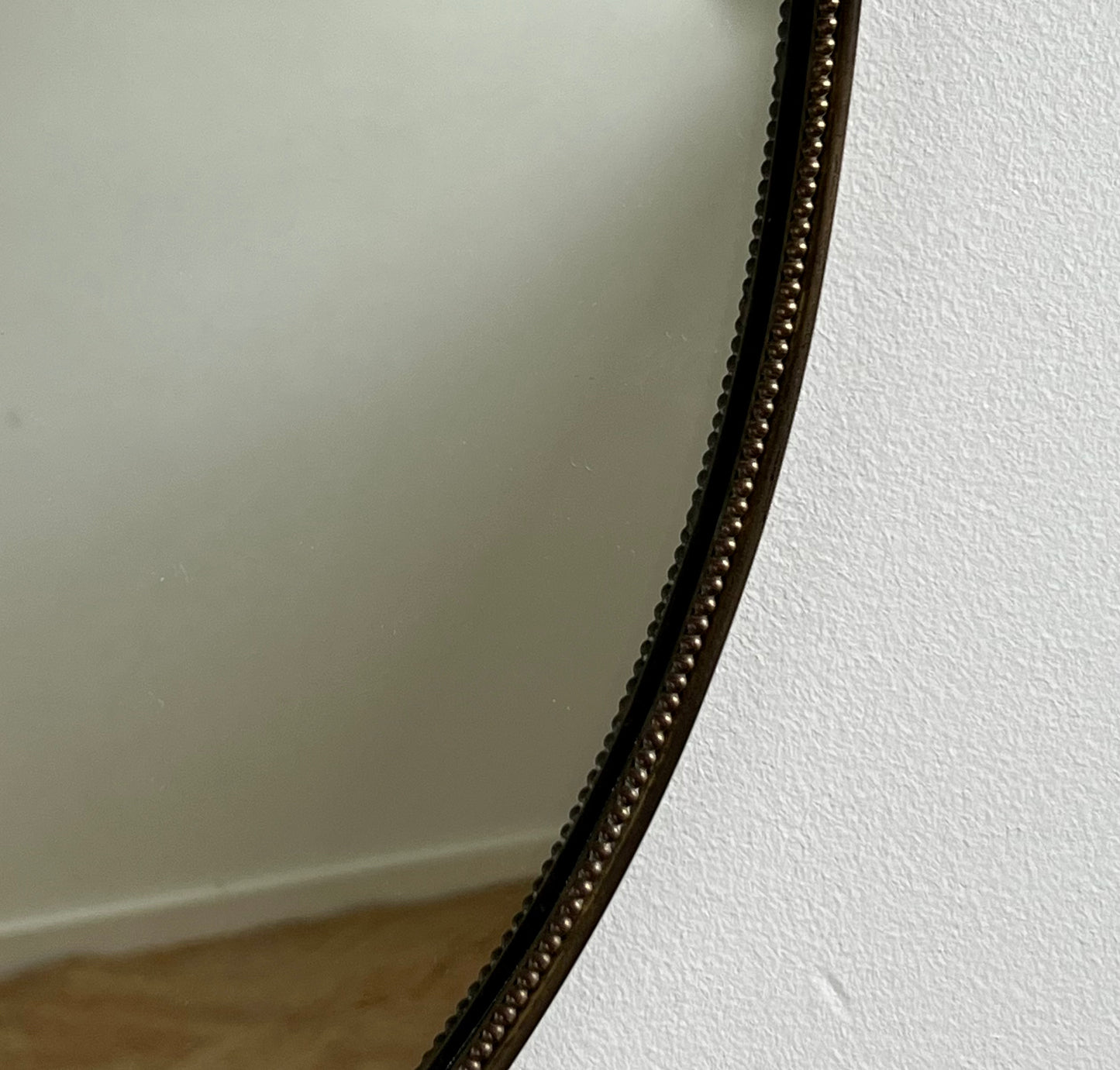 1950s Italian Brass Mirror - Beaded Shield