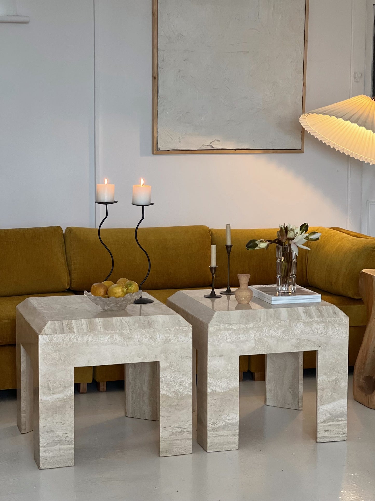 Large Yellow Velvet Vintage Modular Sofa