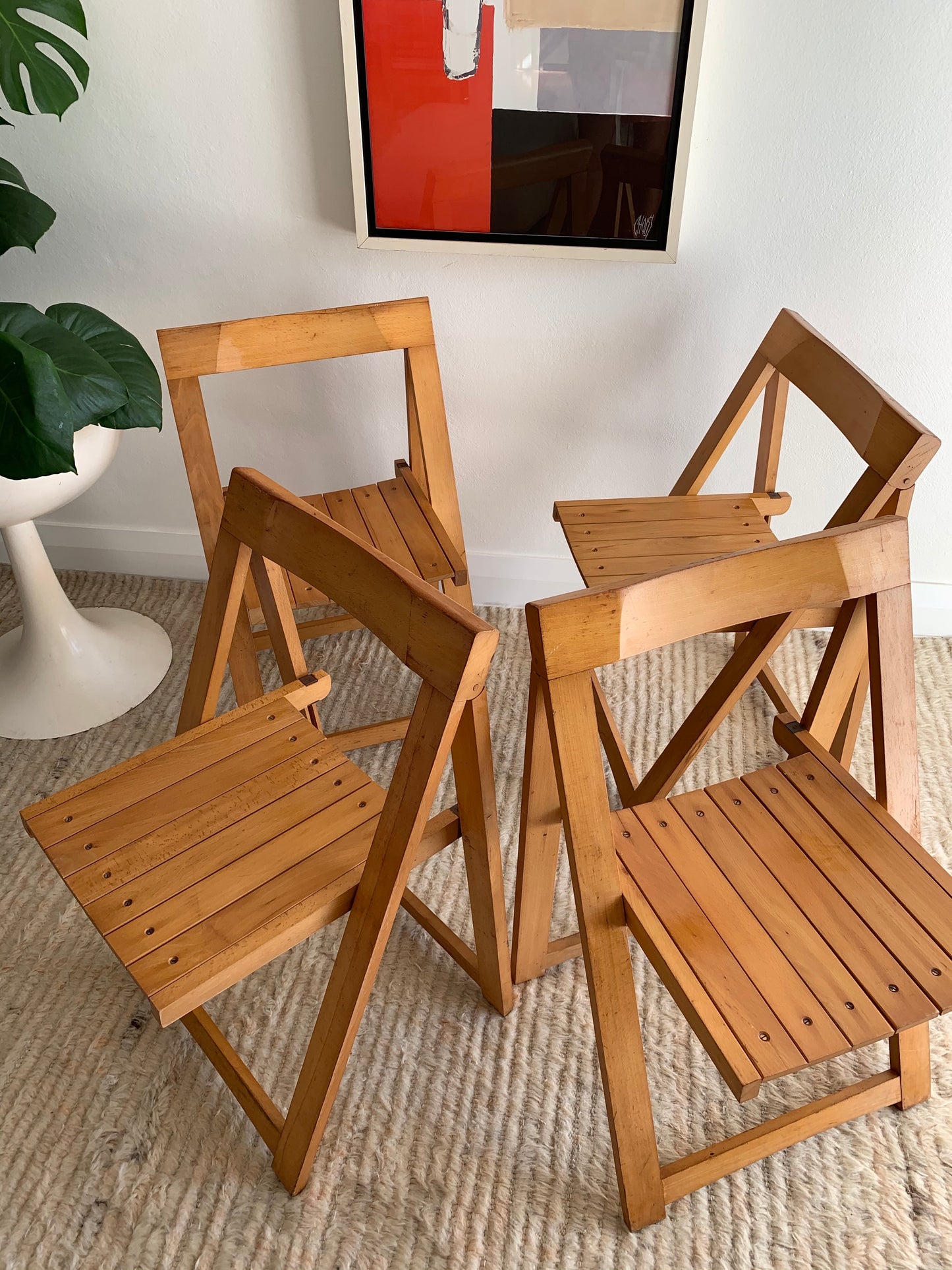 Original 1960’s Iconic Aldo Jacober and Pierangela d’Aniello “Trieste” Folding Chairs for Bazzani